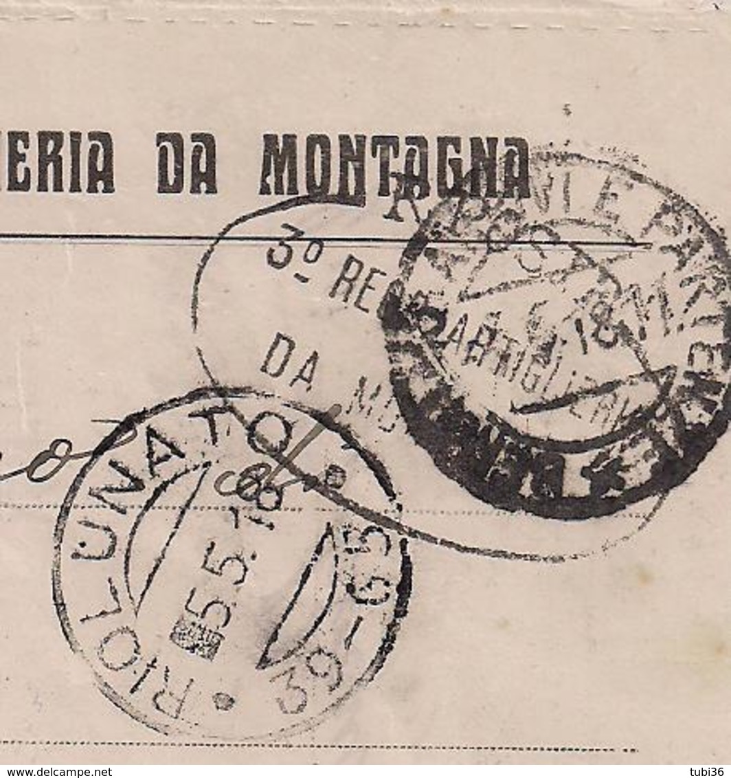 "3°REGGIMENTO ARTIGLIERIA DA MONTAGNA",BERGAMO,1918.RICHIESTA INFORMAZIONI,FRANCHIGIA,TIMBRO POSTE RIOLUNATO FRAZIONARIO - 1914-18