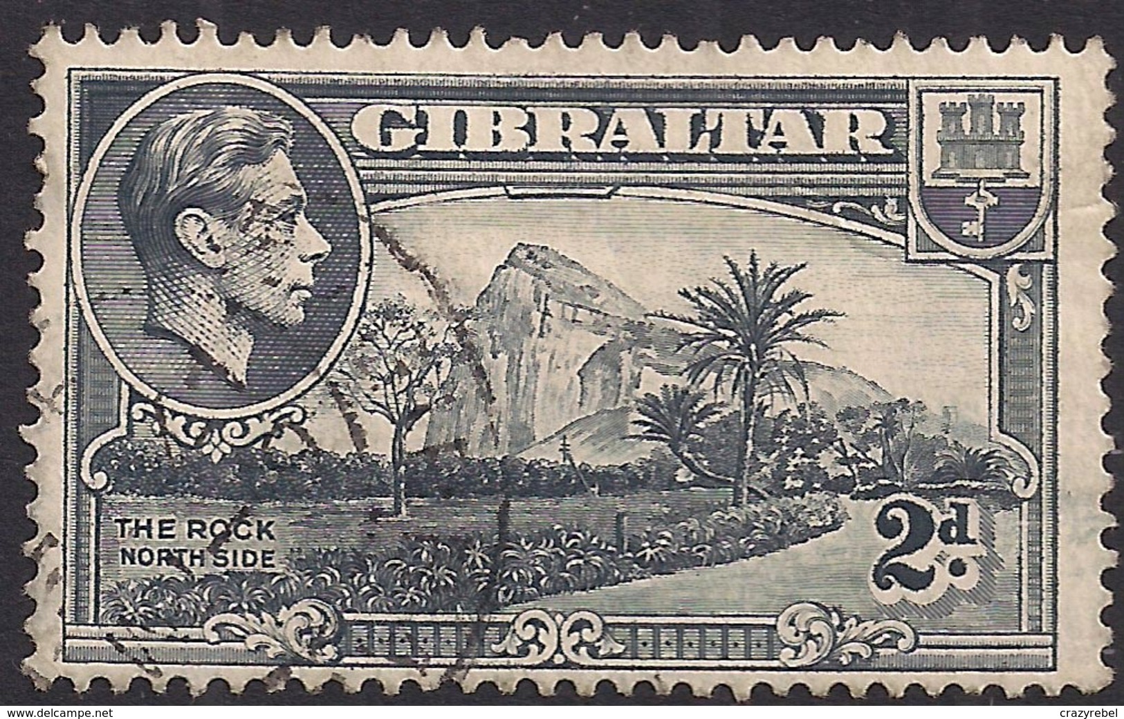 Gibraltar 1938 - 51 KGV1 2d Grey The Rock SG 124a ( L1357 ) - Gibraltar