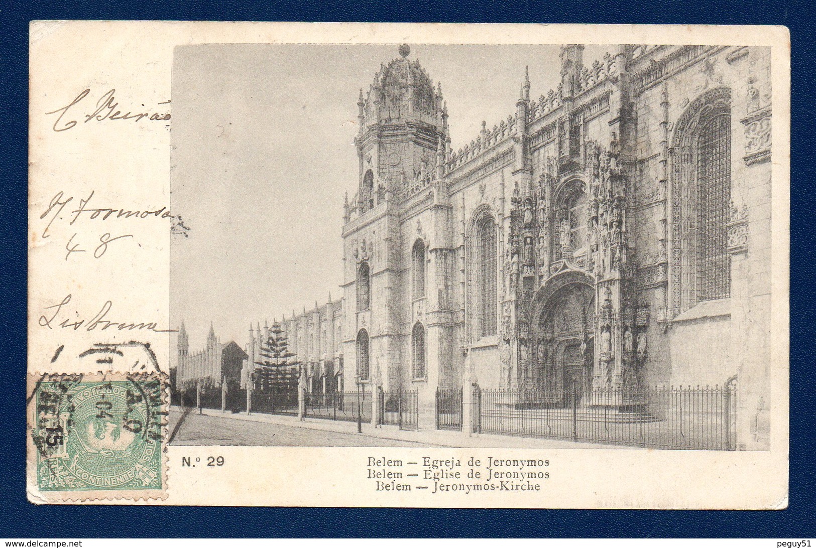 Lisbonne-Belem. Façade Du Monastère Des Hieronymites. Au Dos Ascenseur Santa Justa. 1904 - Lisboa