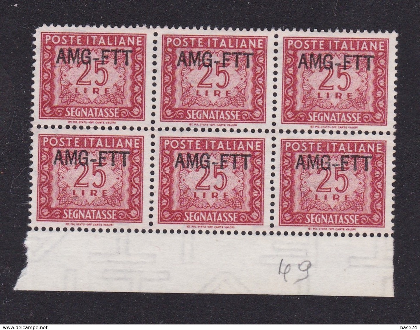 1949 Italia Italy Trieste A SEGNATASSE CIFRA (Roma) 6 Serie Del 25 Lire (25) Nuove SENZA GOMMA NO GUM - Postage Due