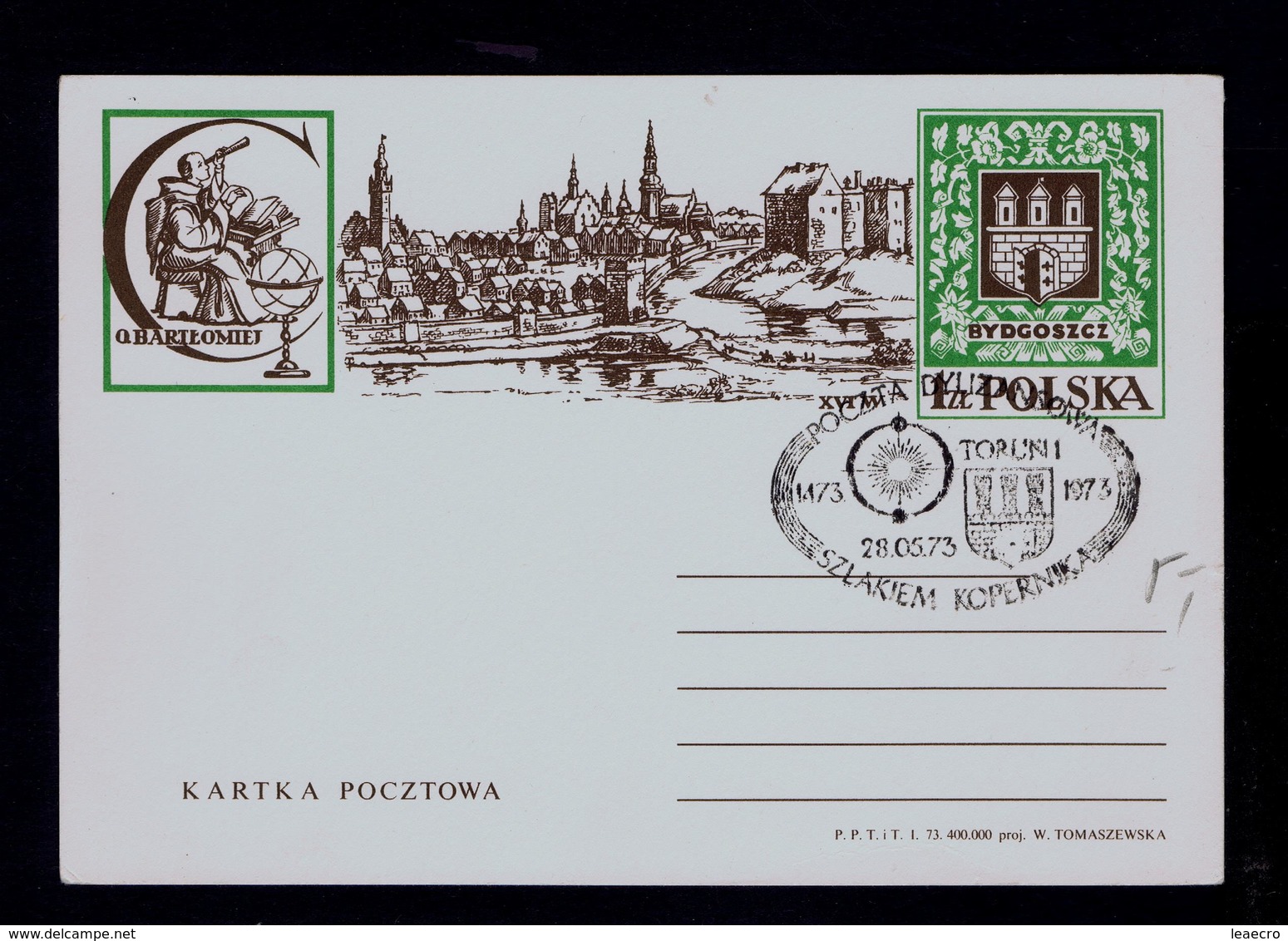 O.BARTLOMIEJ Cosmos Astronomie KOPERNICUS Postal Stationery Landscape Horses Brasons Coat Of Arms POLSKA Gc3662 - Astronomie