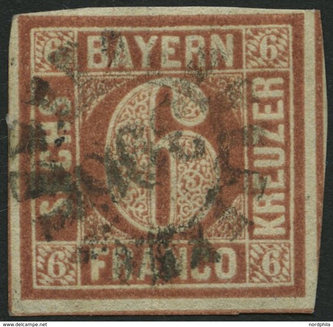 BAYERN 4I O, 1849, 6 Kr. Dunkelbraunorange, Type I, Pracht, Gepr. Drahn Und Starauschek - Altri & Non Classificati