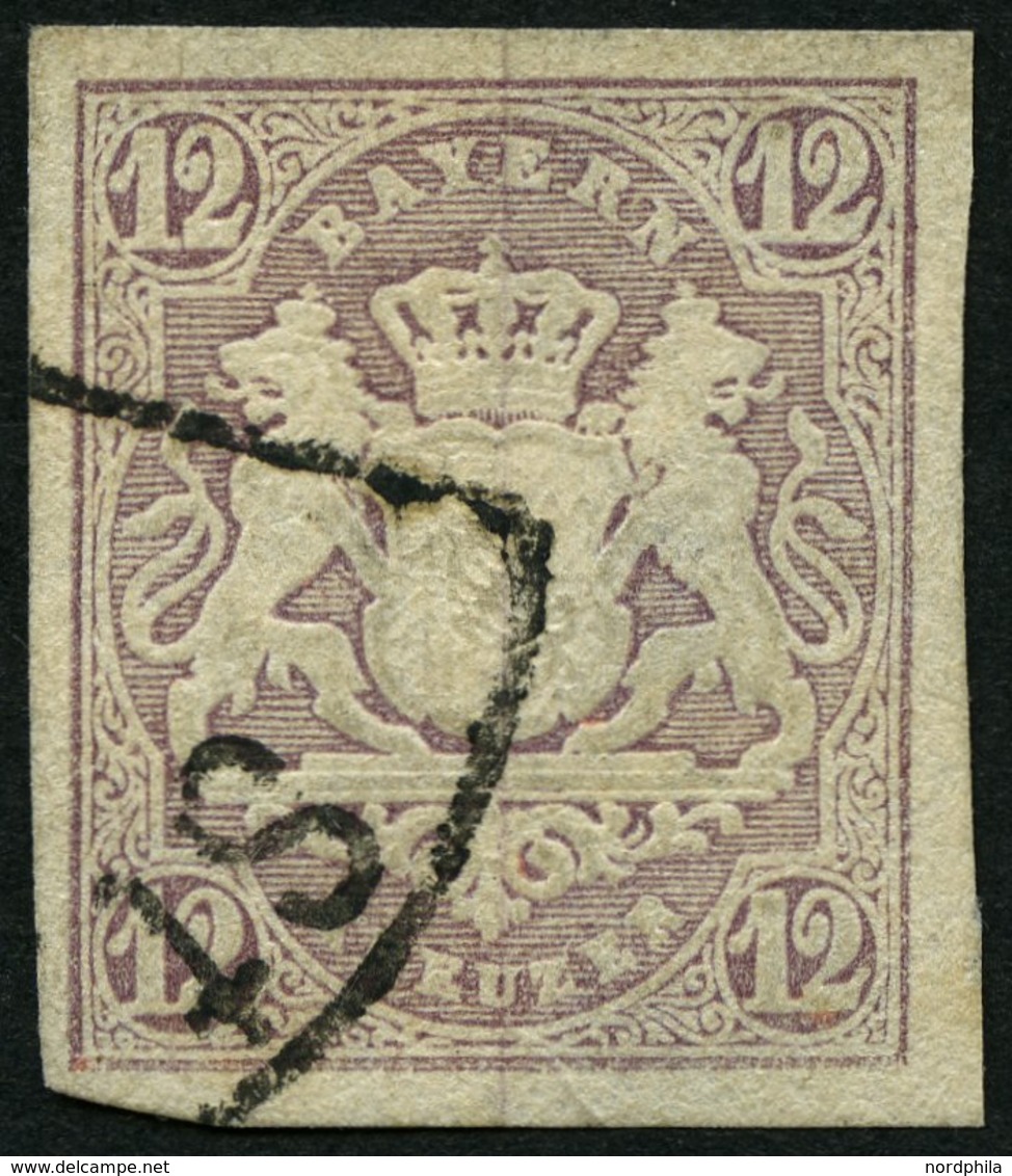 BAYERN 18 O, 1867, 12 Kr. Hellbraunviolett, Pracht, Mi. 120.- - Otros & Sin Clasificación