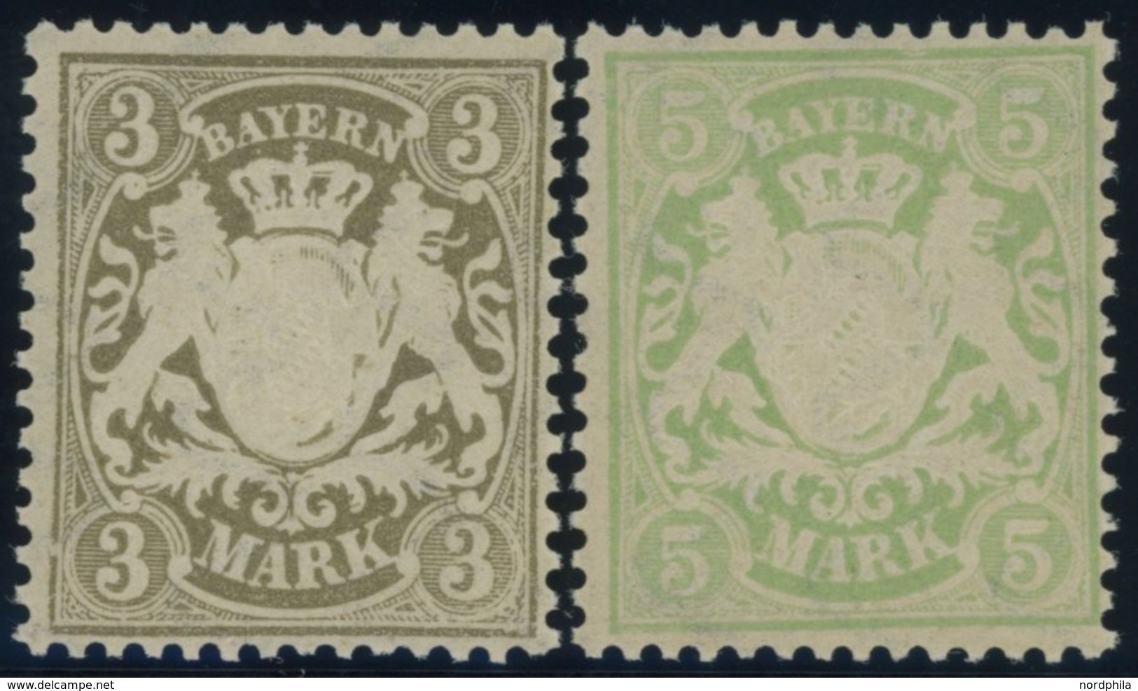 BAYERN 69/70x **, 1900, 3 Und 5 M, Mattorangeweißes Papier, Wz. 3, Postfrisch Pracht, Mi. 120.- - Sonstige & Ohne Zuordnung