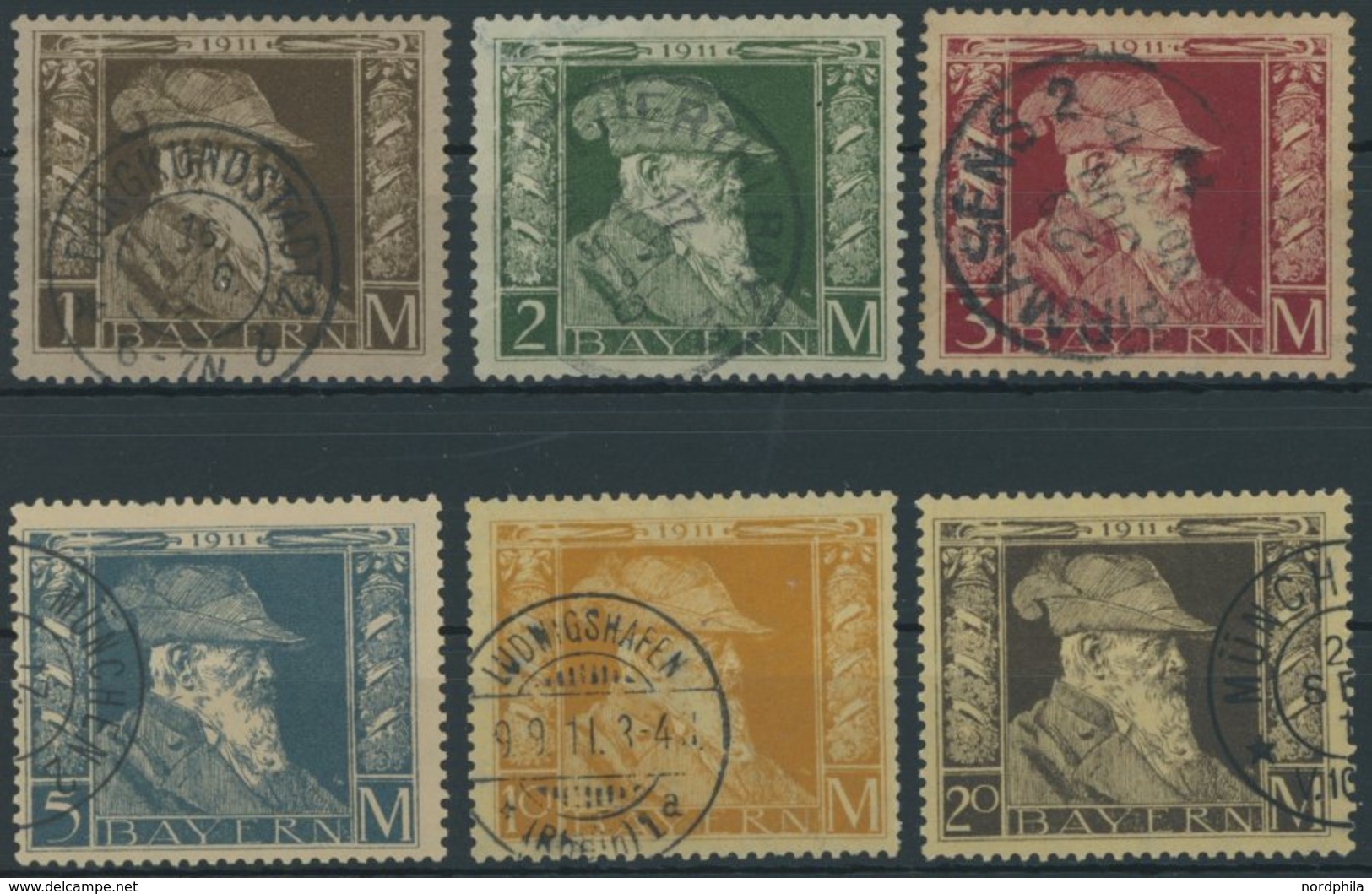 BAYERN 86-91I O, 1911, 1 - 20 M. Luitpold, Type I, üblich Gezähnt Pracht, Mi. 320.- - Sonstige & Ohne Zuordnung