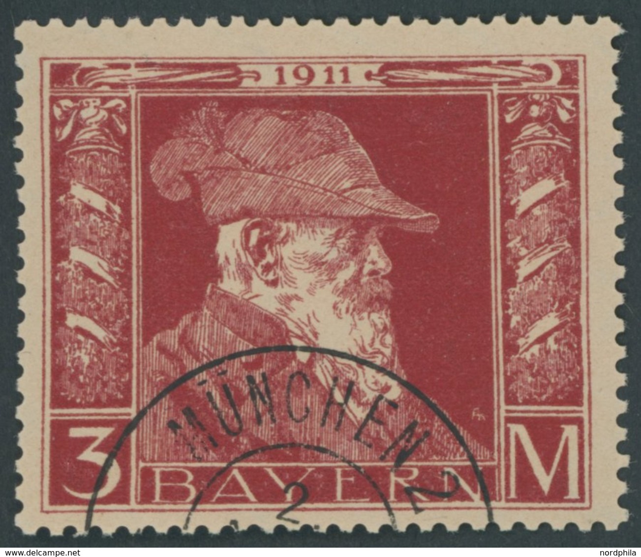 BAYERN 88II O, 1911, 3 M. Luitpold, Type II, Pracht, Mi. 80.- - Sonstige & Ohne Zuordnung