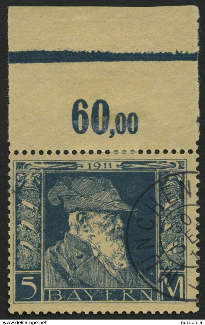 BAYERN 89I O, 1911, 5 M. Luitpold, Type I, Pracht,Mi. 60.- - Other & Unclassified