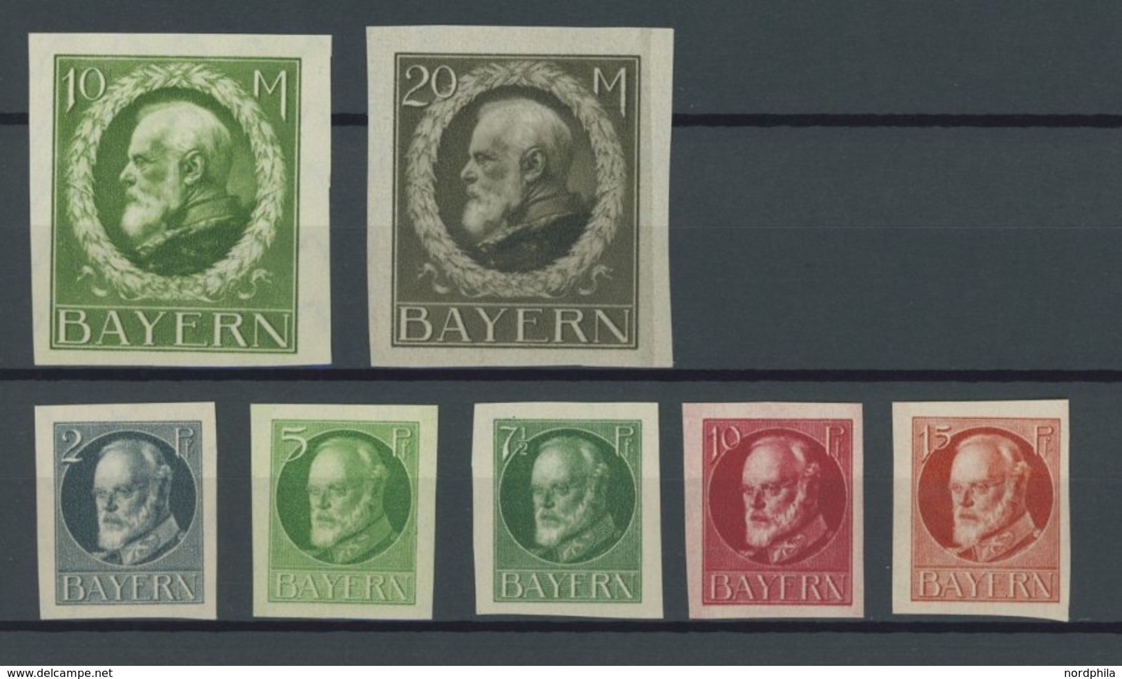 BAYERN 94II-115A/B **, 1916, Kriegsdruck, Gezähnt Und Ungezähnt, 2 Postfrische Prachtsätze (39 Werte), Mi. 70.- - Sonstige & Ohne Zuordnung