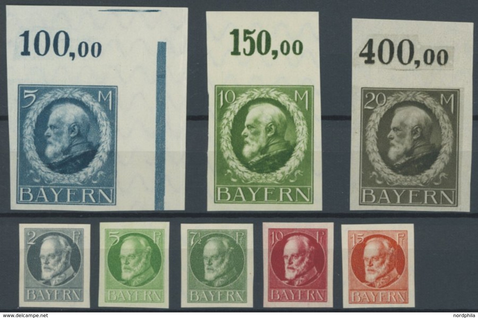 BAYERN 94II-115A/B **, 1916, Kriegsdruck, Gezähnt Und Ungezähnt, 2 Postfrische Sätze, Fast Nur Pracht, Mi. 70.- - Sonstige & Ohne Zuordnung