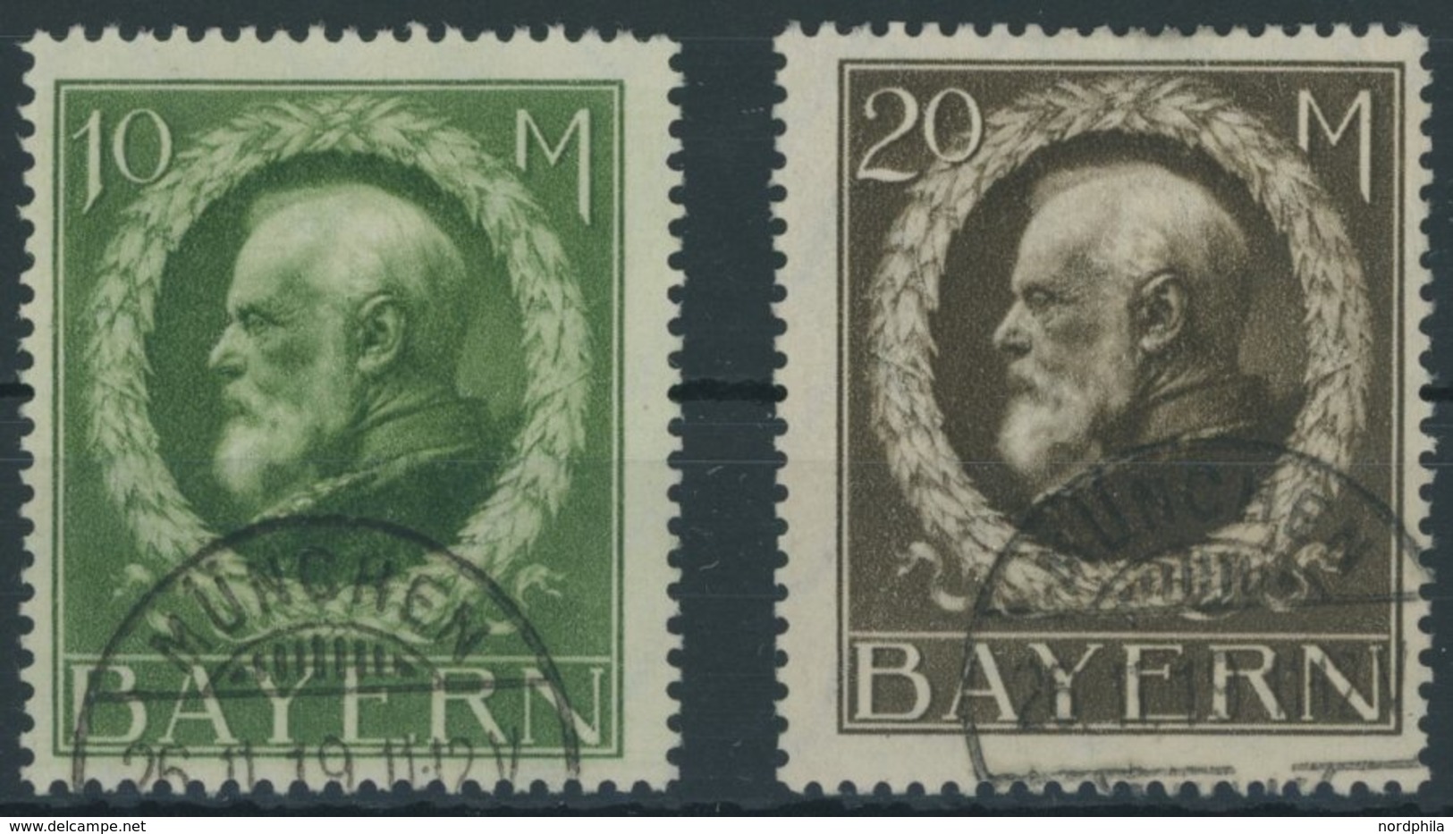 BAYERN 108/9IIA O, 1916, 10 Und 20 M. Kriegsdruck, Gezähnt, 2 Prachtwerte, Gepr. Infla, Mi. 170.- - Altri & Non Classificati