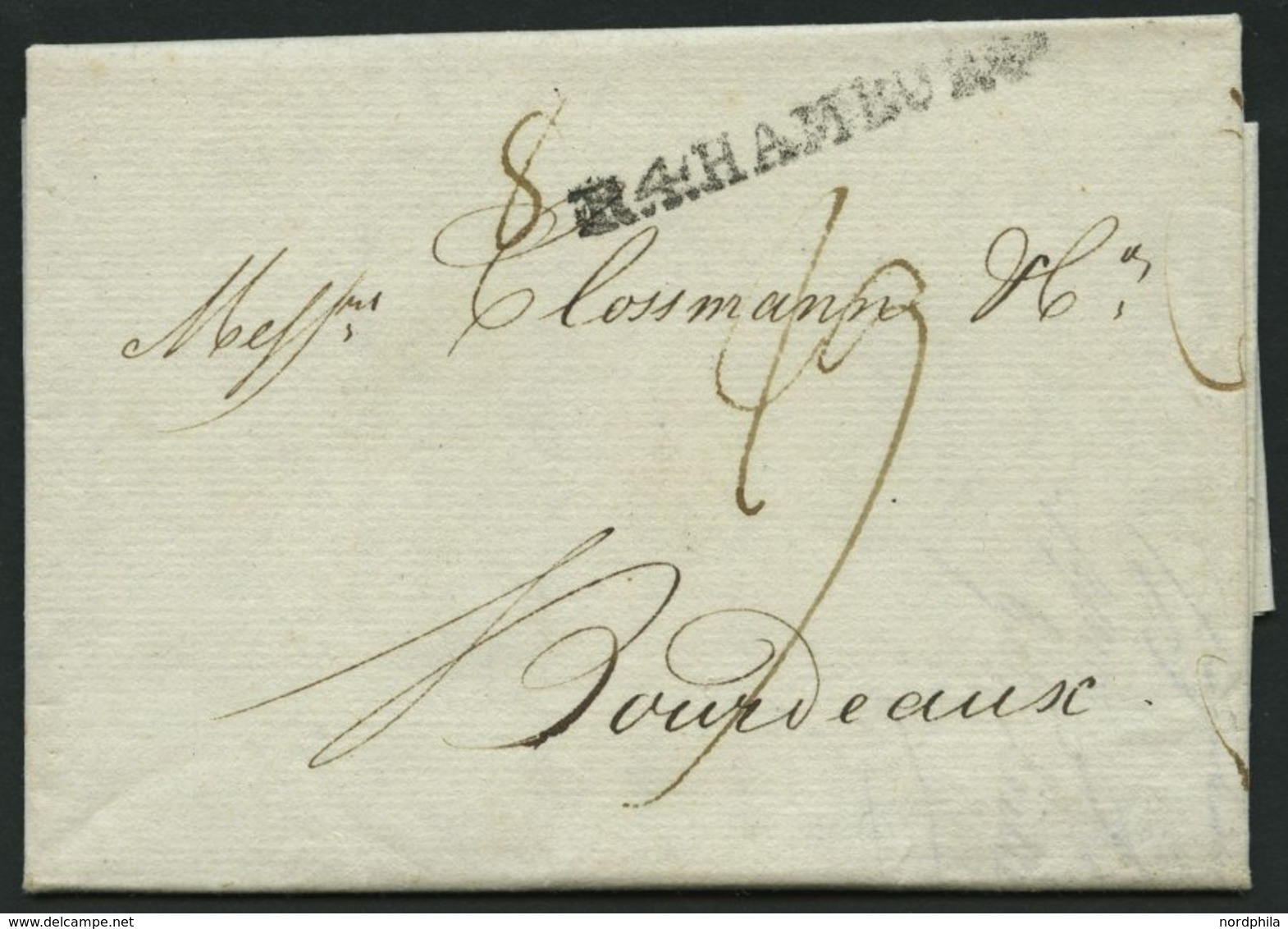 HAMBURG 1806, R.4. HAMBURG, L1 Auf Brief Nach Bordeaux, Pracht - Prefilatelia