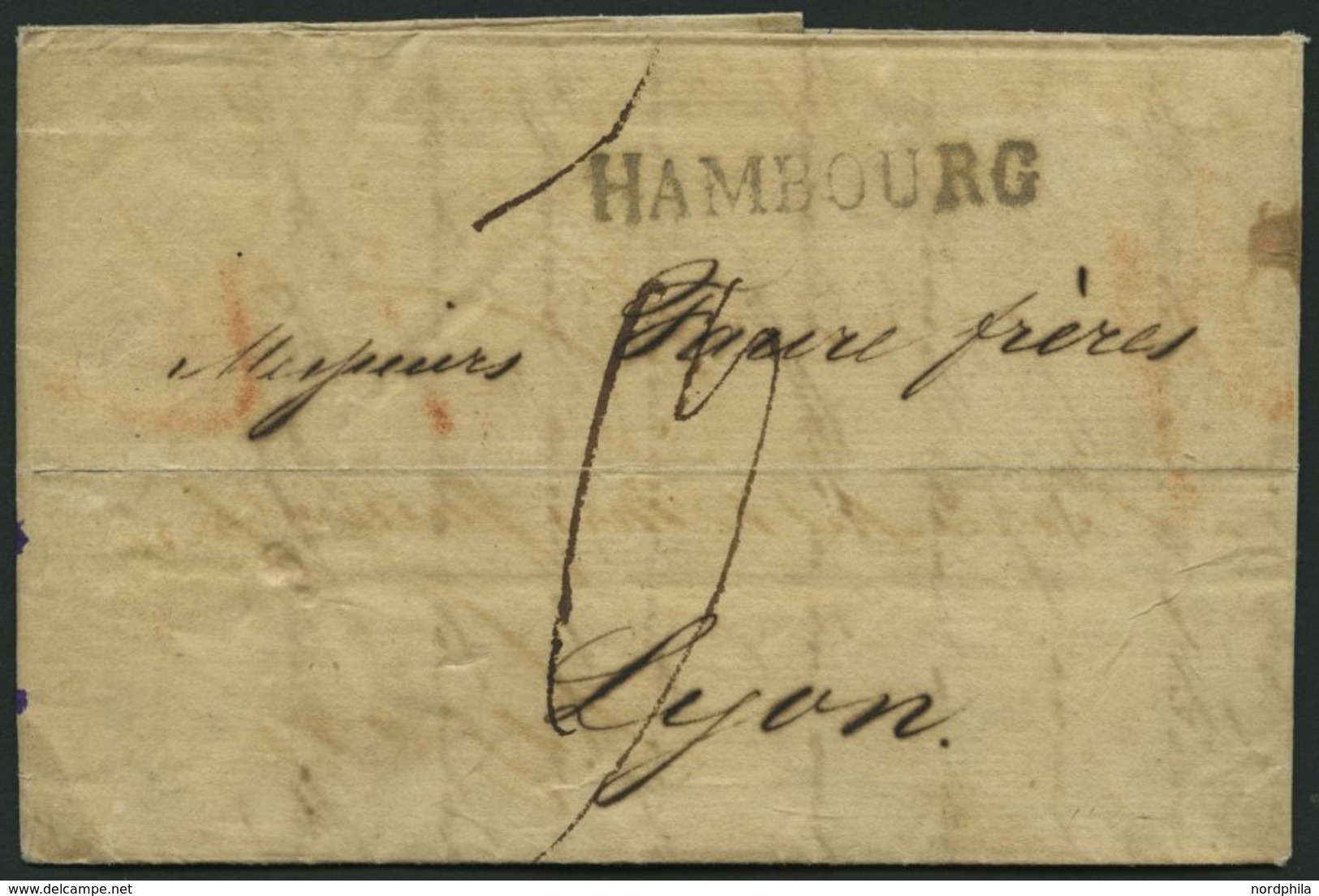 HAMBURG VORPHILA 1816, HAMBOURG, L1 Auf Brief Nach Lyon, Feinst - Vorphilatelie