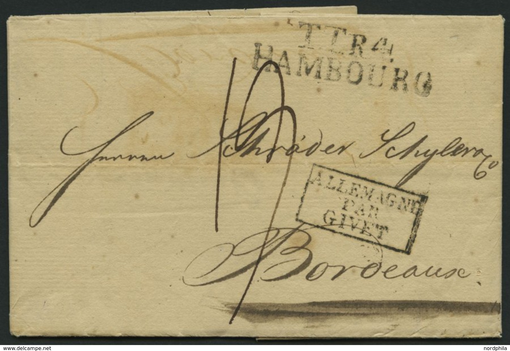 HAMBURG - THURN UND TAXISCHES O.P.A. 1820, TT.R.4. HAMBOURG, L2 Auf Brief Nach Bordeaux, R3 ALLEMAGNE/PAR/GIVET, Frühes  - Vorphilatelie