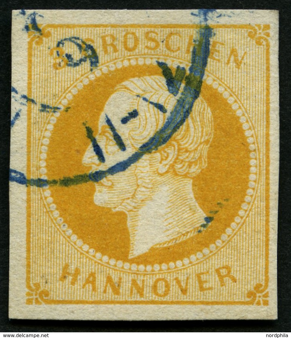 HANNOVER 16a O, 1859, 3 Gr. Gelborange, Pracht, Mi. 85.- - Hannover