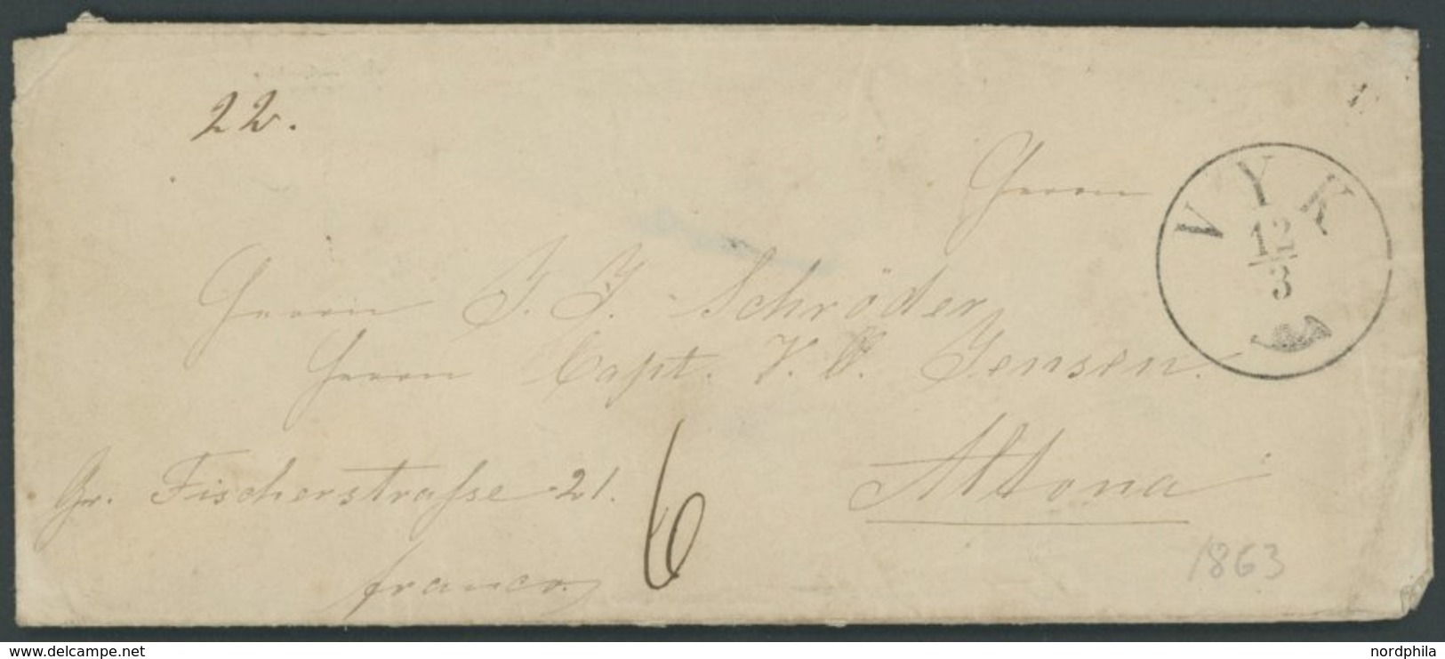 SCHLESWIG-HOLSTEIN VYK, K1 Auf Briefhülle (1863) Nach Altona, Feinst - Prefilatelia