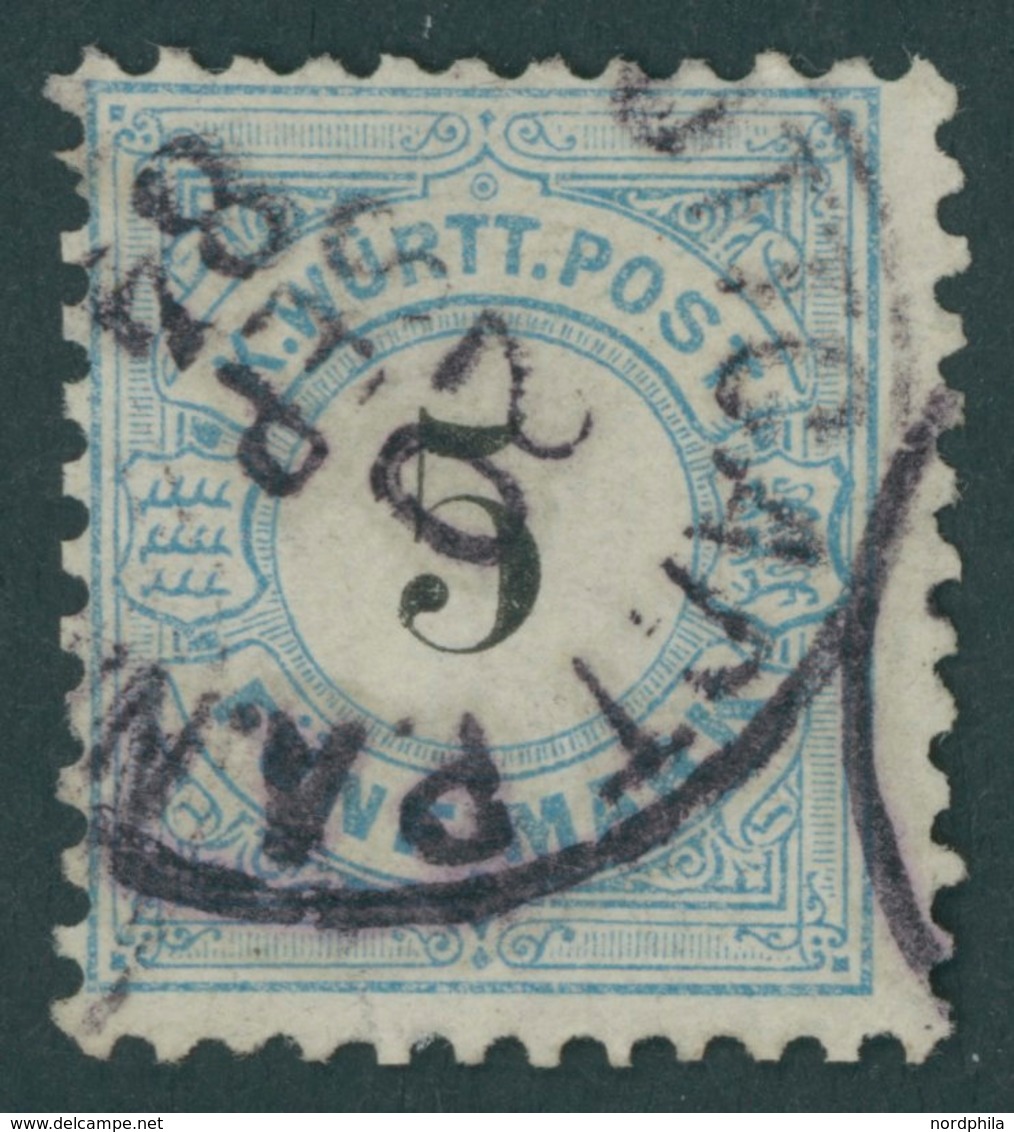 WÜRTTEMBERG 54 O, 1881, 5 M. Mittelgrünlichblau/schwarz, Pracht, Mi. 200.- - Sonstige & Ohne Zuordnung