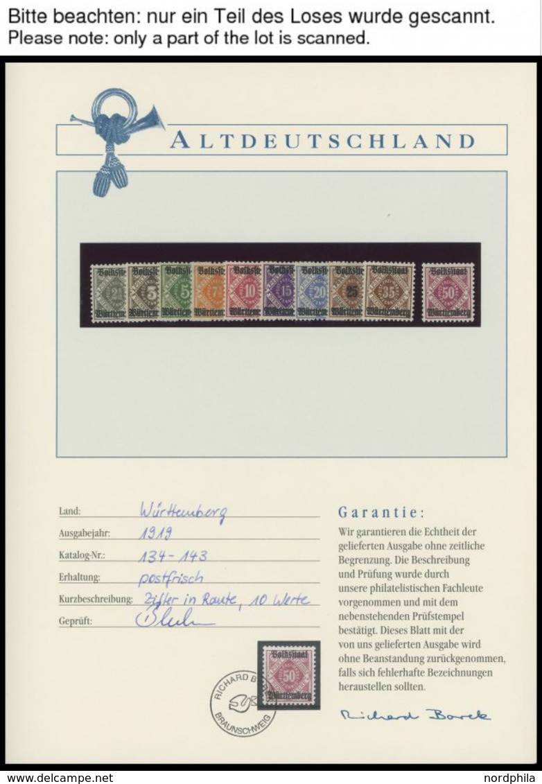 WÜRTTEMBERG **, 1875-1919, Verschiedene Postfrische Ausgaben Im Borek Spezialalbum, Prachterhaltung - Other & Unclassified