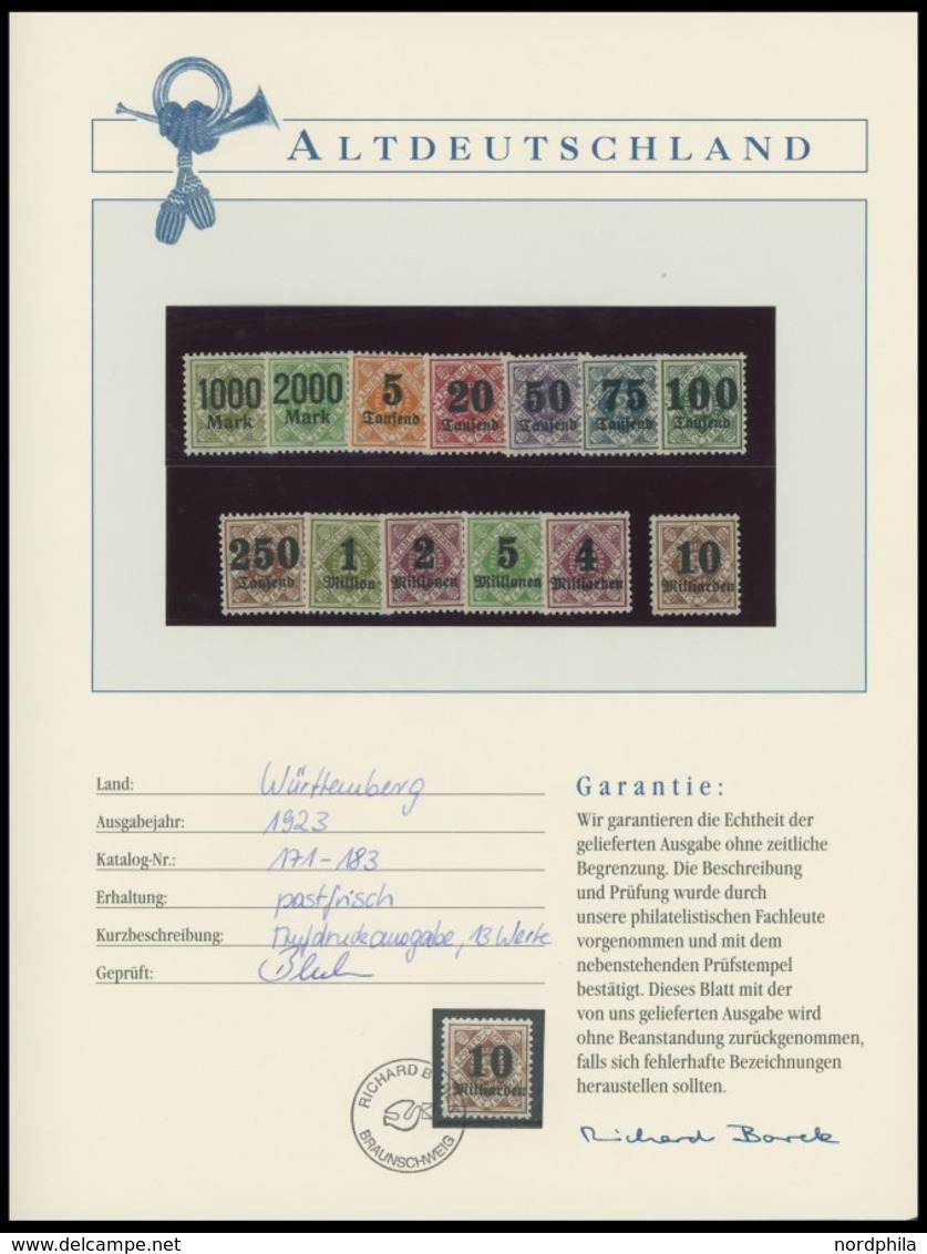 WÜRTTEMBERG **, 1875-1919, Verschiedene Postfrische Ausgaben Im Borek Spezialalbum, Prachterhaltung - Other & Unclassified