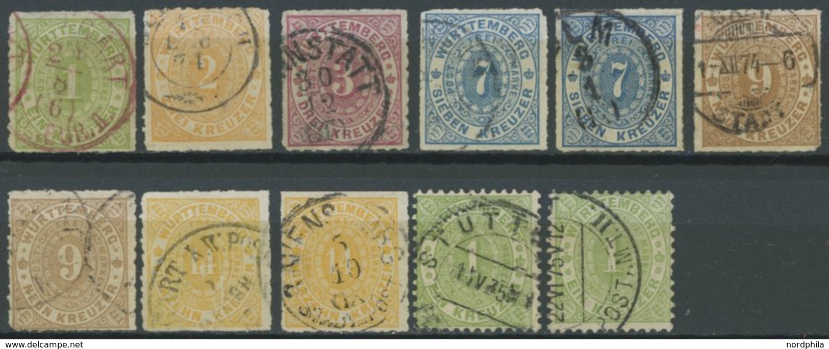 WÜRTTEMBERG O,BrfStk , 1851-1874, Sammlung Von 71 Gestempelten Werten, Etwas Unterschiedliche Erhaltung Mit Vielen Prach - Sonstige & Ohne Zuordnung