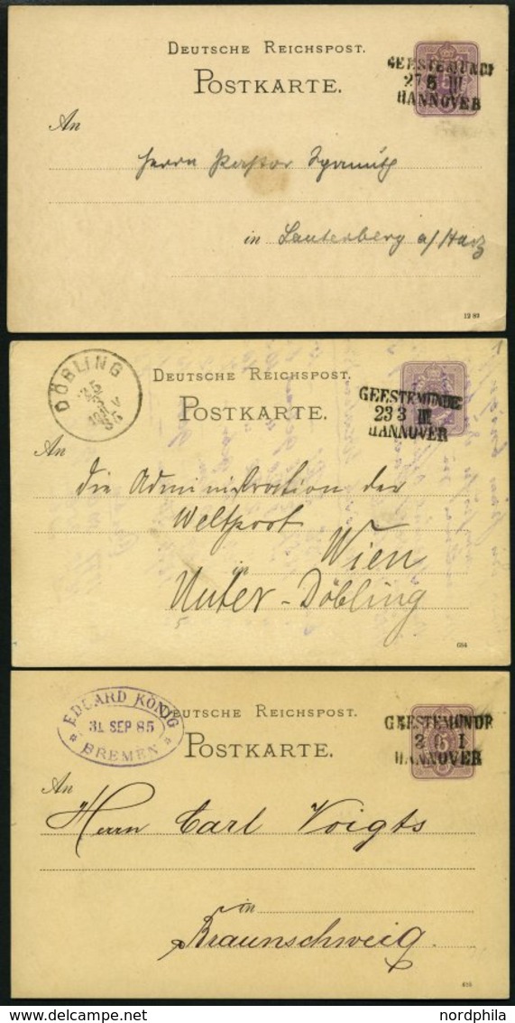 BAHNPOST DR P 12 BRIEF, Geestemünde-Hannover, L3, 1883-1885, Auf Vier 5 Pf. Ganzsachenkarten, Fast Nur Pracht - Franking Machines (EMA)