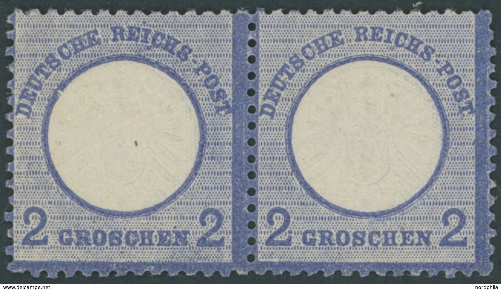 Dt. Reich 20 Paar **,* , 1872, 2 Gr. Ultramarin, Kleine Marke (L 15) Im Waagerechten Paar, Linke Marke Mit Plattenfehler - Sonstige & Ohne Zuordnung