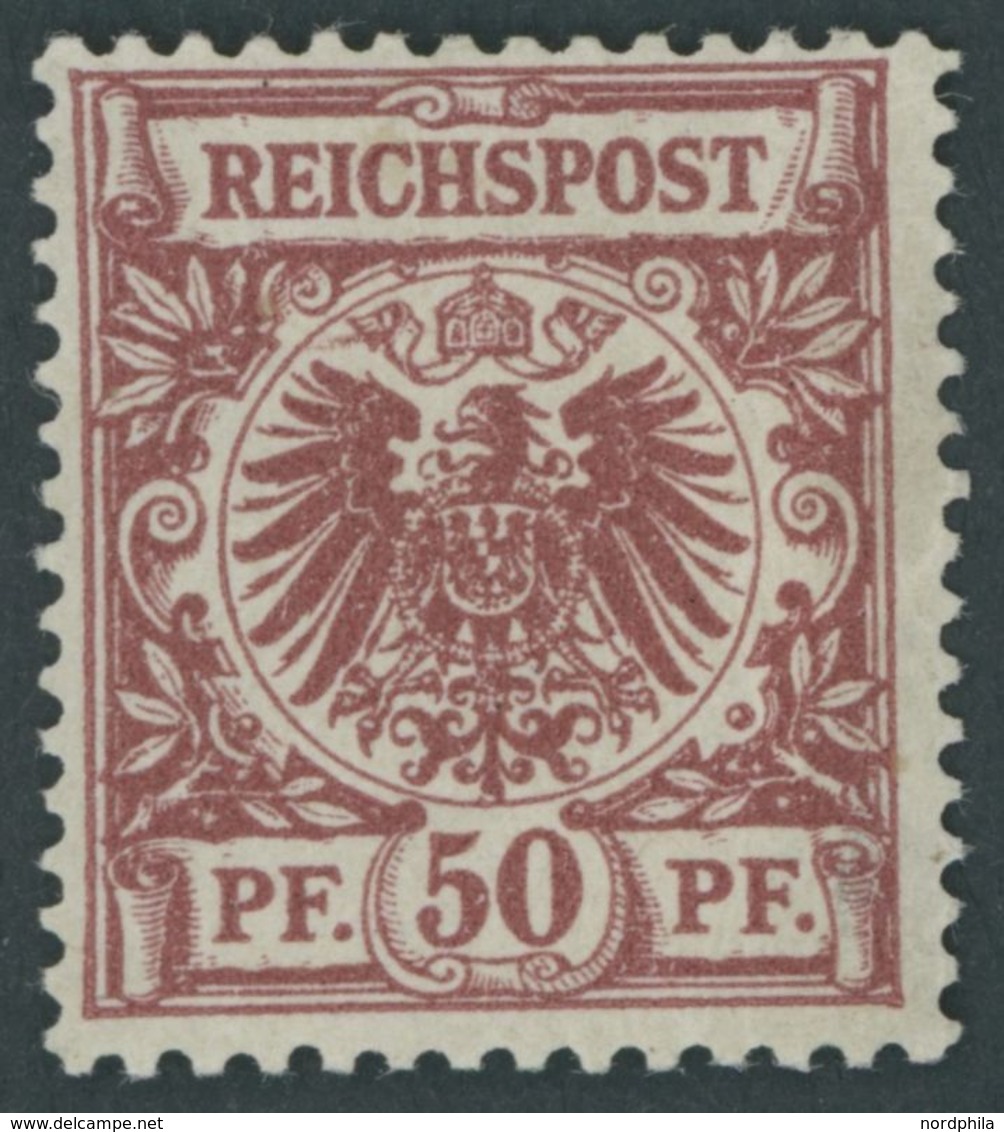 Dt. Reich 50ab *, 1889, 50 Pf. Dunkelfeuerrot, Falzreste, Farbfrisches Kabinettstück, R!, Mehrfach Geprüft Und Fotoattes - Gebraucht