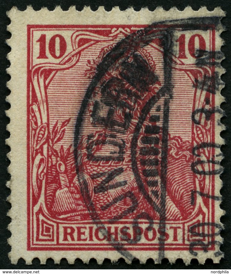 Dt. Reich 56b O, 1900, 10 Pf. Rotkarmin Reichspost, üblich Gezähnt Pracht, Gepr. Zenker, Mi. 100.- - Gebraucht