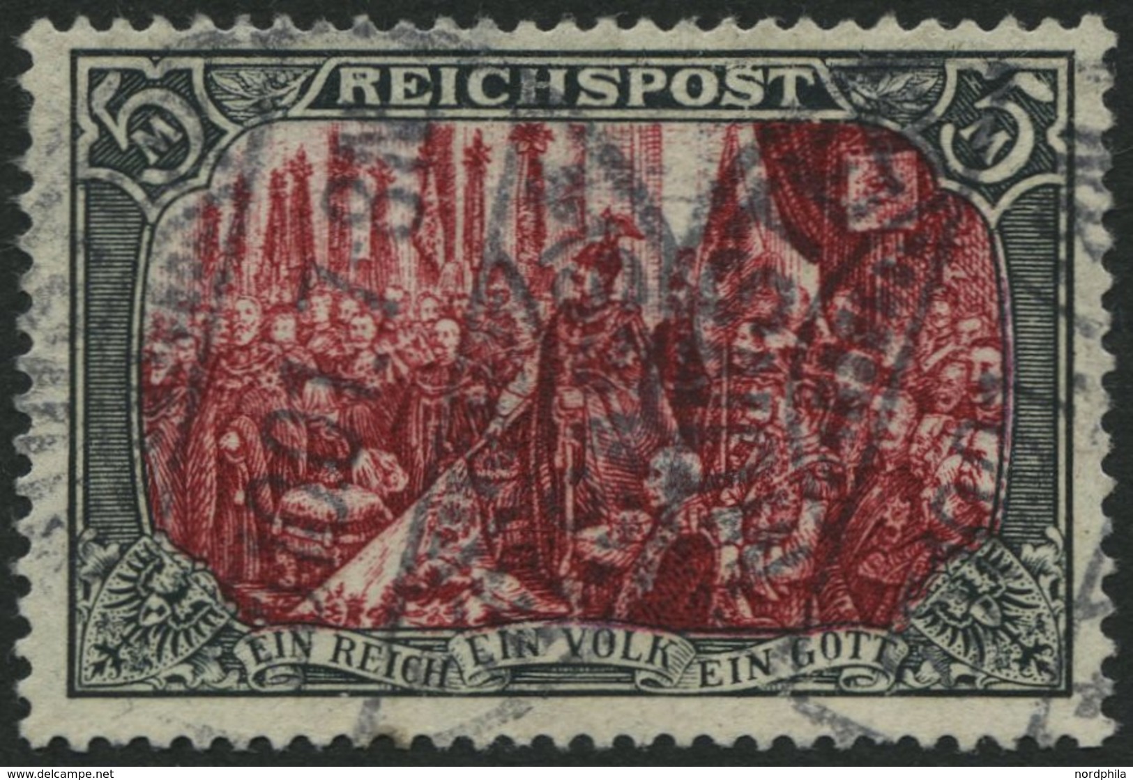 Dt. Reich 66IV O, 1900, 5 M. Reichspost, Type I, Nachmalung Nur Mit Deckweiß, Feinst (Bugspuren Und Ein Heller Zahn), Ge - Gebraucht