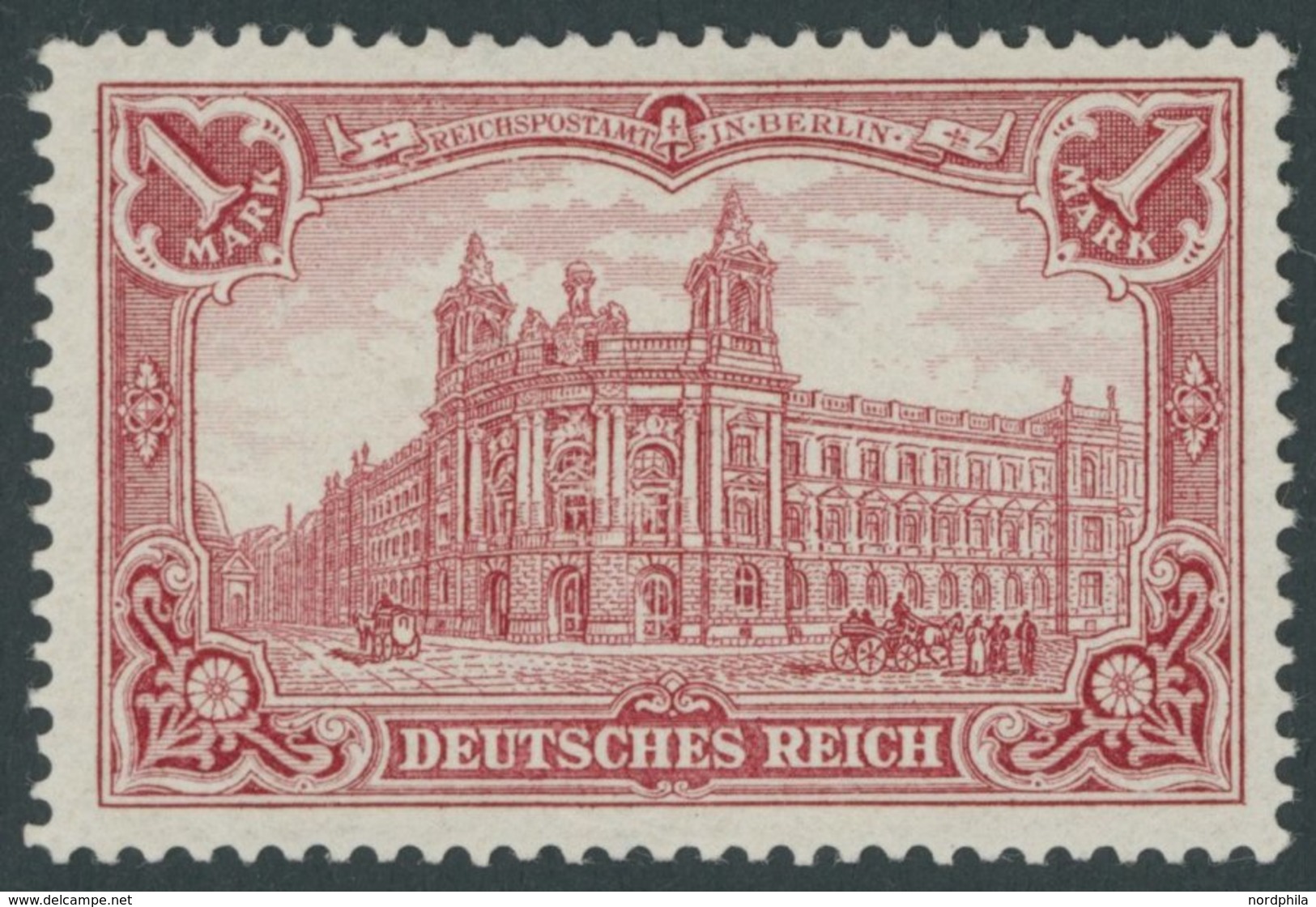 Dt. Reich 78Ab **, 1902, 1 M. Karminrot, Gezähnt A, Ohne Wz., Postfrisch, Pracht, Fotoattest Jäschke, Mi. 1900.- - Gebraucht