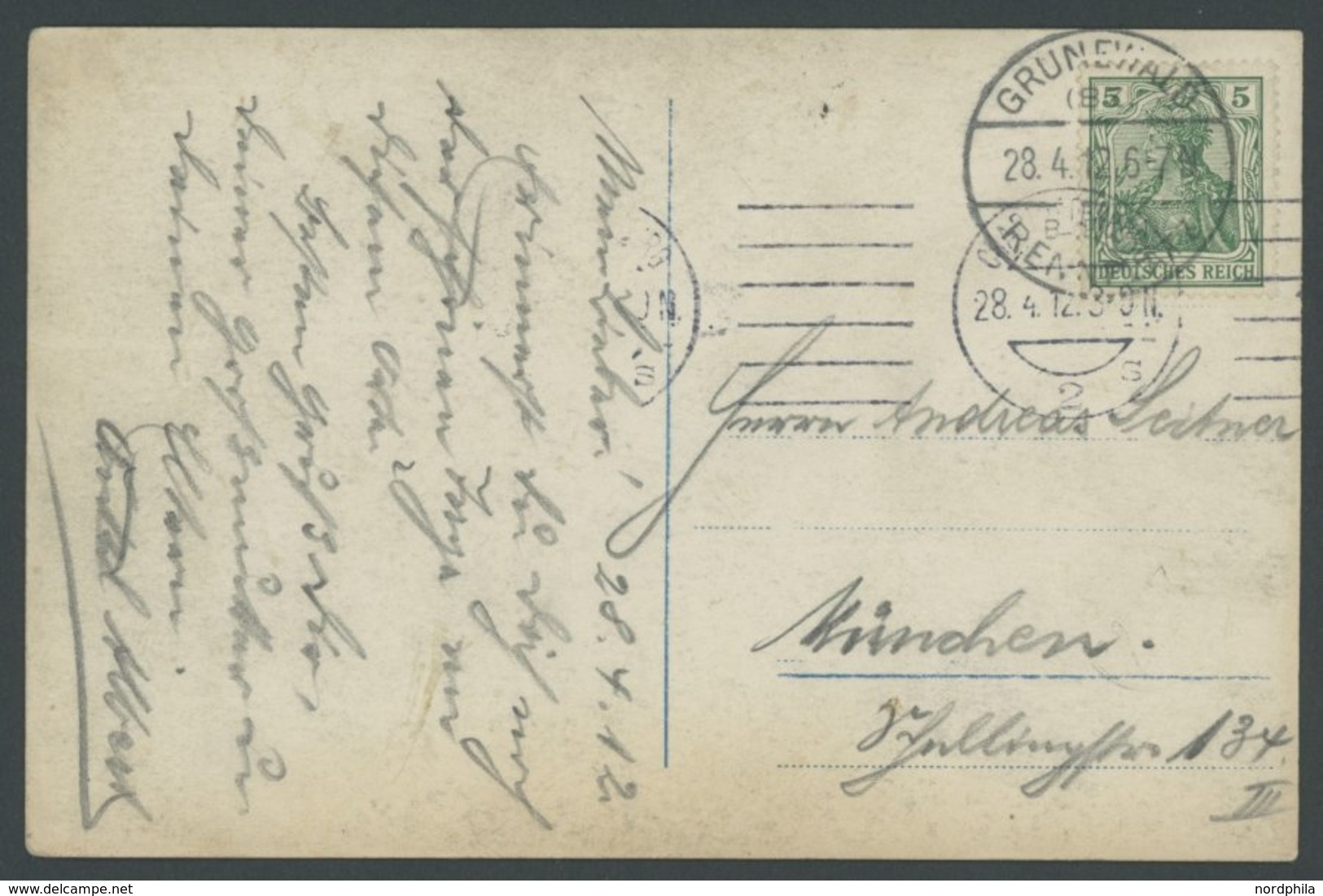 Dt. Reich 85I BRIEF, 1912, 5 Pf. Grün Friedensdruck Auf Ansichtskarte Rennbahn Grunewald Mit Sonderstempel Dto., Feinst - Used Stamps