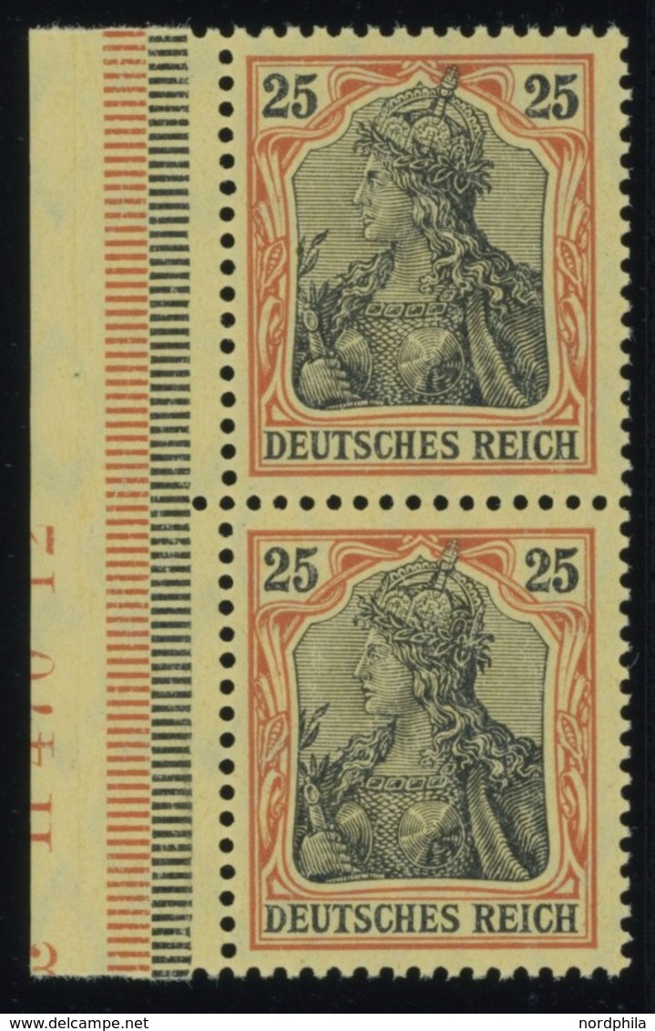 Dt. Reich 88I Paar **, 1906, 25 Pf. Orange/gelbschwarz Auf Hellgelb Friedensdruck Im Senkrechten Randpaar Mit Teilweise  - Gebraucht