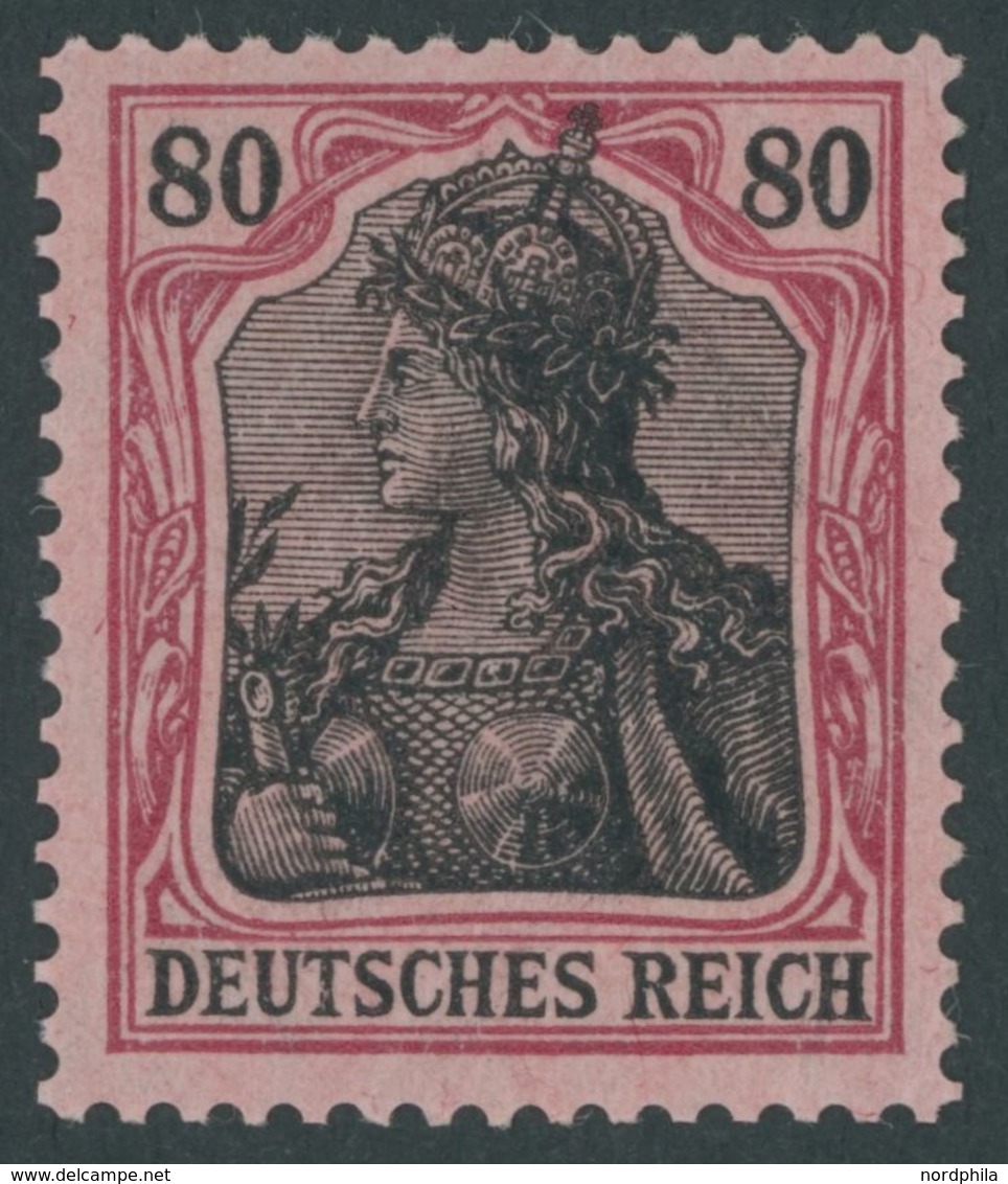 Dt. Reich 93I **, 1905, 80 Pf. Dunkelrötlichkarmin/schwarz Auf Mattrosarot Friedensdruck, Postfrisch, Feinst (etwas Well - Usados