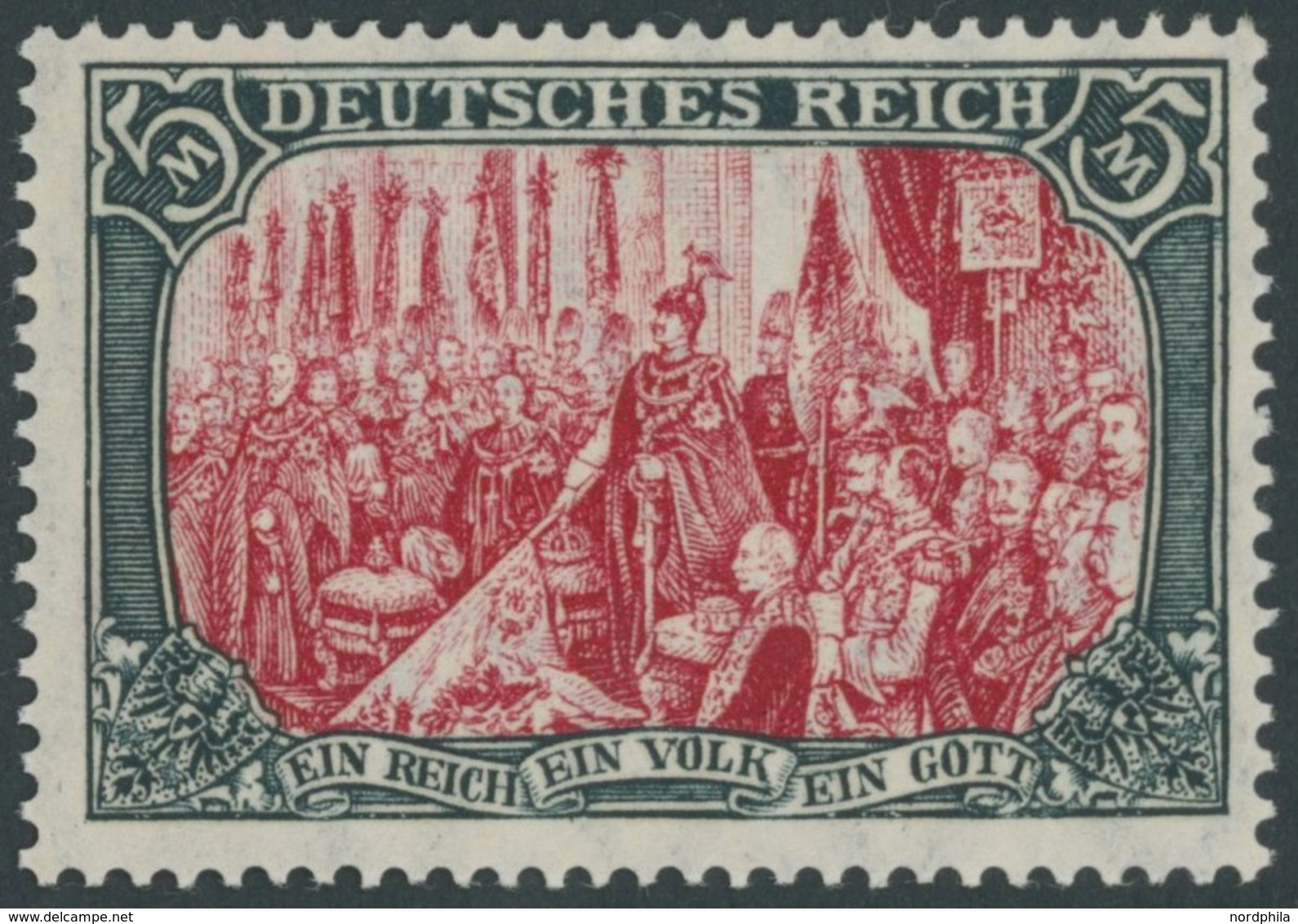 Dt. Reich 97Ib **, 1905, 5 M. Friedensdruck, Karmin Quarzend, Postfrisch, Pracht, Gepr. Jäschke, Mi. 120.- - Gebraucht