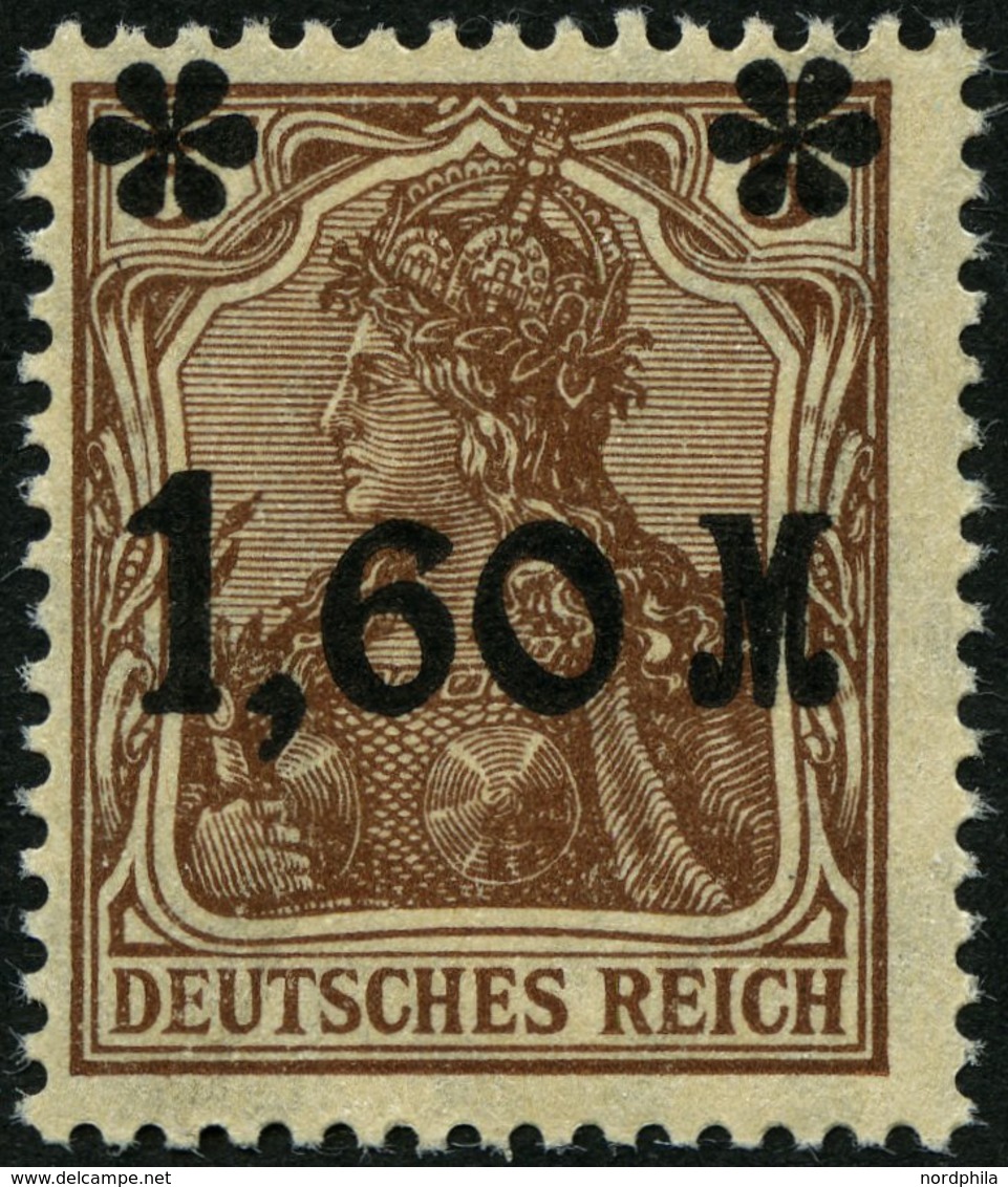 Dt. Reich 154Ib **, 1921, 1.60 M. Auf 5 Pf. Dunkelbraun, Aufdruck Mattglänzend, Pracht, Fotobefund Bechtold, Mi. 230.- - Sonstige & Ohne Zuordnung