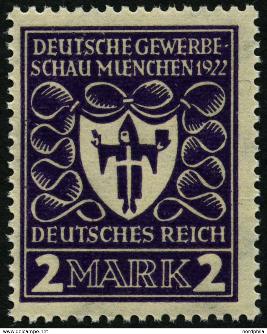 Dt. Reich 200b **, 1922, 2 M. Dunkelpurpurviolett Gewerbeschau, Pracht, Gepr. Infla, Mi. 80.- - Other & Unclassified