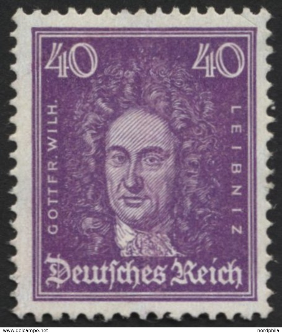 Dt. Reich 395 **, 1926, 40 Pf. Leibniz, üblich Gezähnt Pracht, Gepr. Schlegel, Mi. 160.- - Sonstige & Ohne Zuordnung
