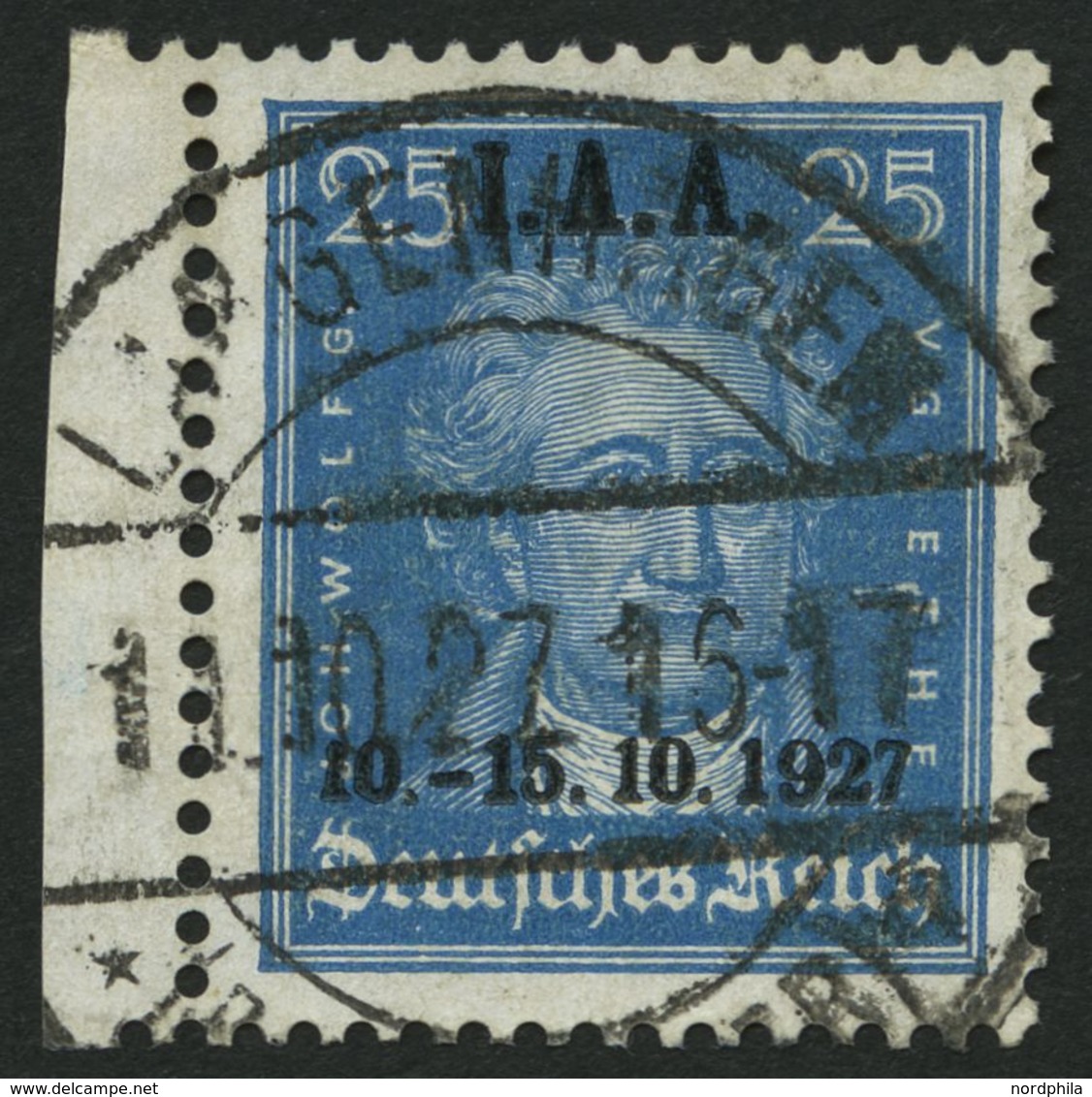 Dt. Reich 409 O, 1927, 25 Pf. I.A.A., Pracht, Mi. 85.- - Sonstige & Ohne Zuordnung