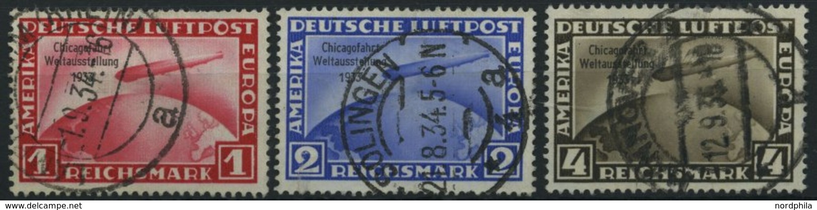 Dt. Reich 496-98 O, 1933, Chicagofahrt, Satz Feinst/Pracht (1 Und 2 RM Kleine Zahnfehler) - Other & Unclassified