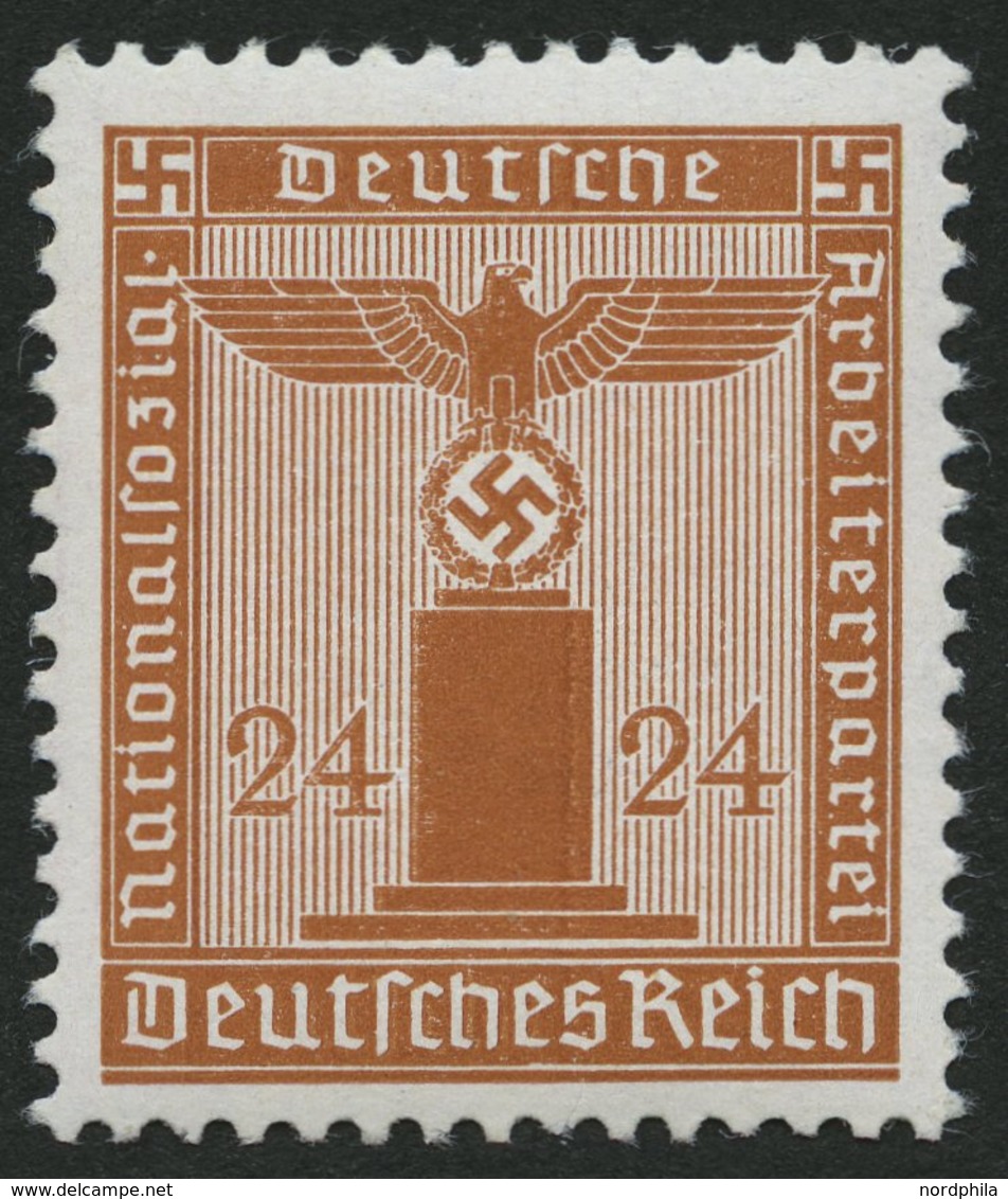 DIENSTMARKEN D 163y **, 1942, 24 Pf. Braunorange, Waagerechte Gummiriffelung, Pracht, Gepr. Schlegel, Mi. 350.- - Dienstmarken