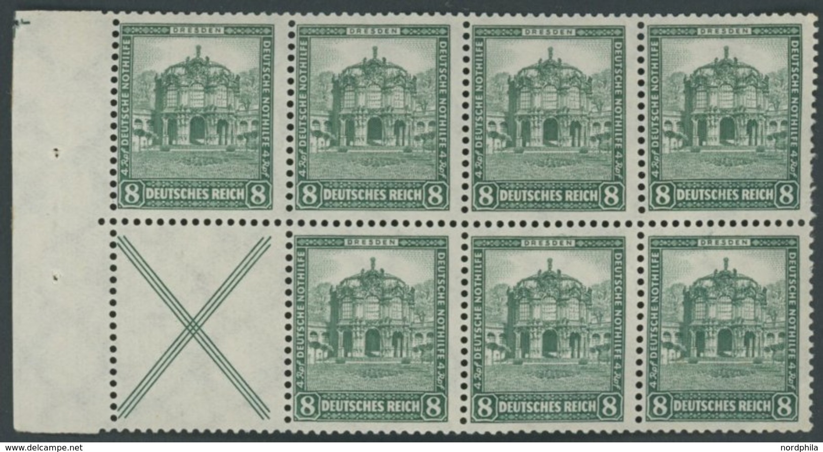 ZUSAMMENDRUCKE H-Bl. 70B 1.1 **, 1931, Heftchenblatt Nothilfe, Passerkreuz Bzw. -strich Feld 1, Feinst (rechts Zahnmänge - Zusammendrucke