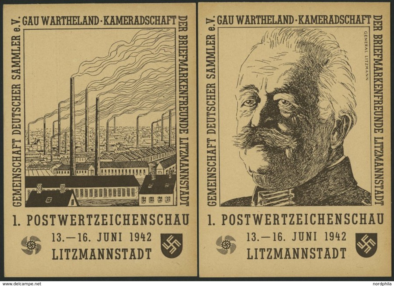 GANZSACHEN PP156C5/01,2 BRIEF, Privatpost: 6 Pf. Hitler 1. Postwertzeichenschau 13.-16. Juni 1942 Litzmannstadt, Industr - Sonstige & Ohne Zuordnung