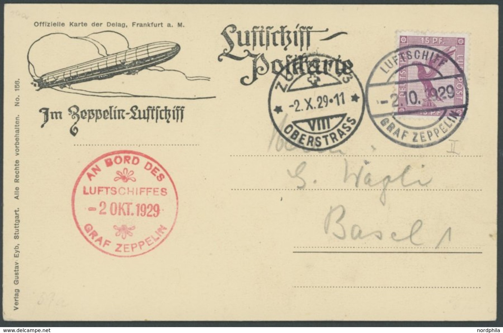 ZEPPELINPOST 39a BRIEF, 1929, 4. Schweizfahrt, Abwurf Zürich 13 Oberstrass, Prachtkarte - Zeppeline