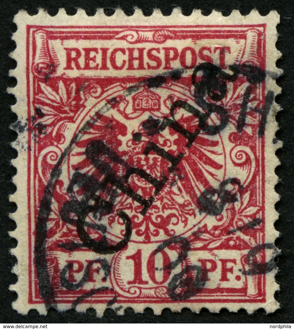 DP CHINA 3IIb O, 1898, 10 Pf. Lilarot Steiler Aufdruck, Ein Kurzer Zahn Sonst Pracht, Gepr. Jäschke-L., Mi. 120.- - Deutsche Post In China