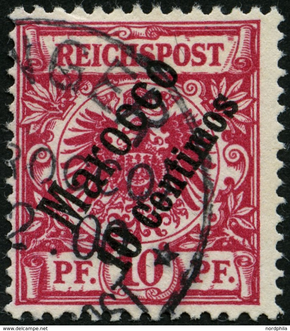 DP IN MAROKKO 3d O, 1899, 10 C. Auf 10 Pf. Lilarot, Pracht, Gepr. Jäschke-L., Mi. 100.- - Marruecos (oficinas)