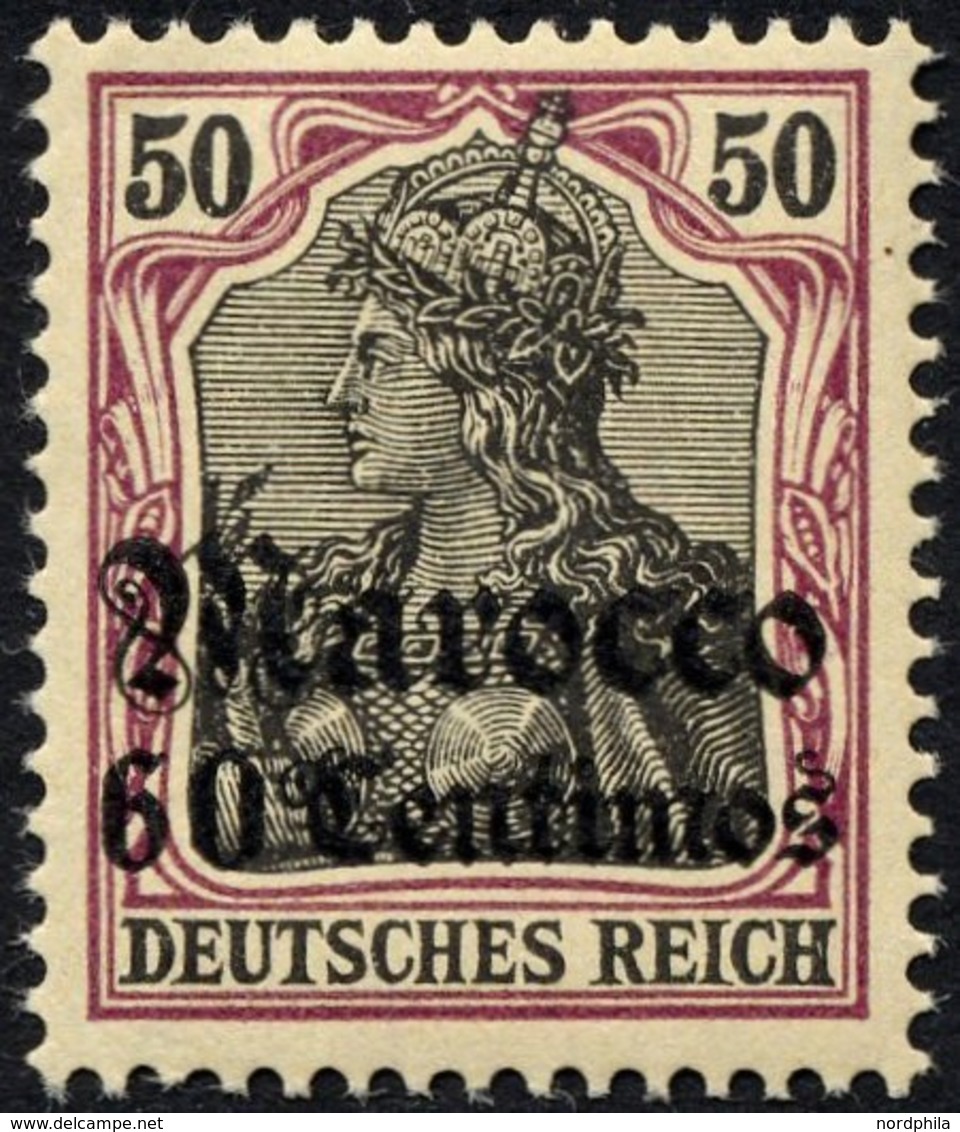 DP IN MAROKKO 28 **, 1905, 60 C. Auf 50 Pf., Ohne Wz., Postfrisch, Pracht, Gepr. Bothe, Mi. 70.- - Deutsche Post In Marokko