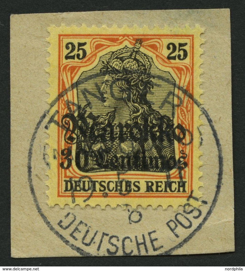 DP IN MAROKKO 50I BrfStk, 1911, 30 C. Auf 25 Pf., Mit Wz., Stempel TANGER B (CC), Prachtbriefstück - Deutsche Post In Marokko