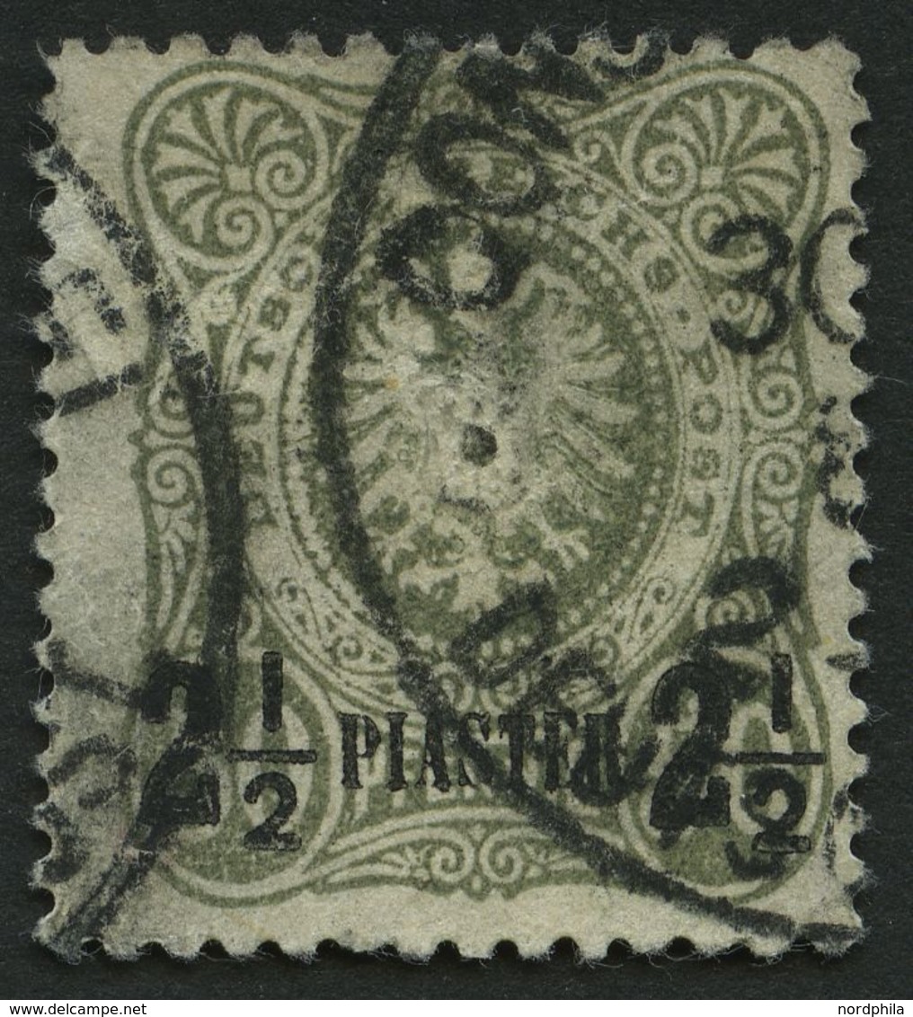 DP TÜRKEI 5a O, 1884, 21/2 PIA. Auf 50 Pf. Graugrün, Feinst, Gepr. Jäschke-L., Mi. 190.- - Turchia (uffici)