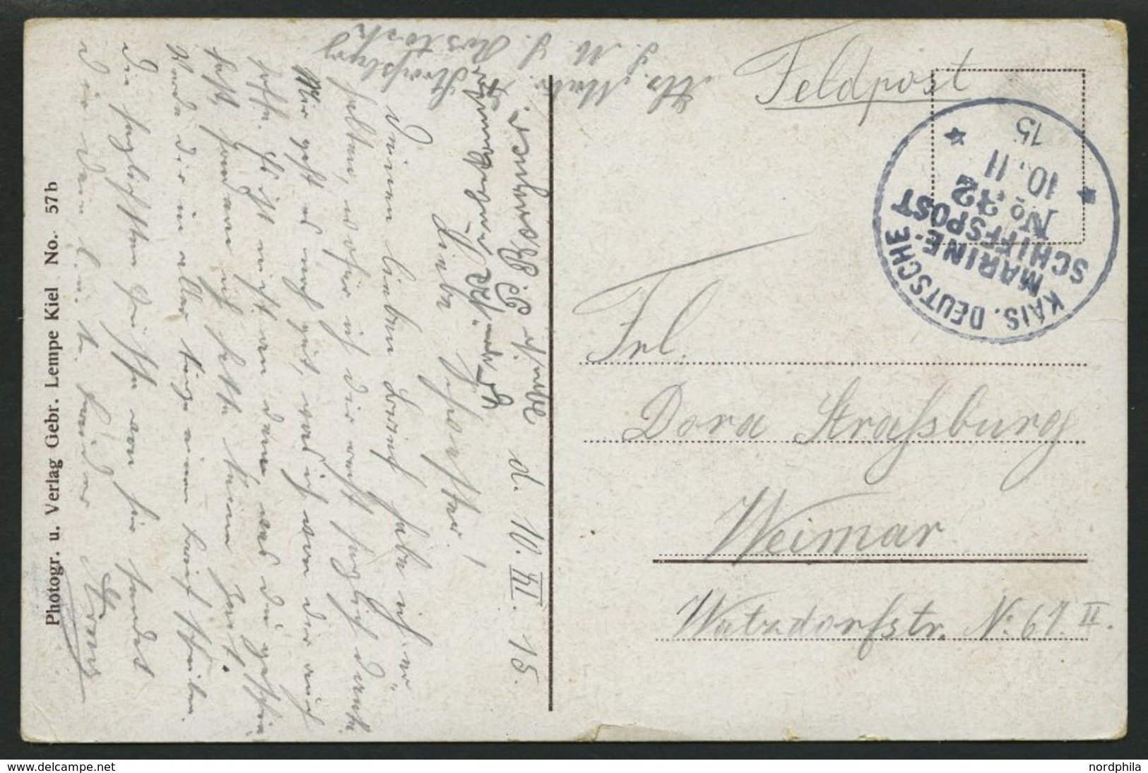 MSP VON 1914 - 1918 32 (Kleiner Kreuzer ROSTOCK), 10.11.1915, Feldpost-Ansichtskarte Von Bord Der Rostock, Pracht - Deutsche Post In Der Türkei