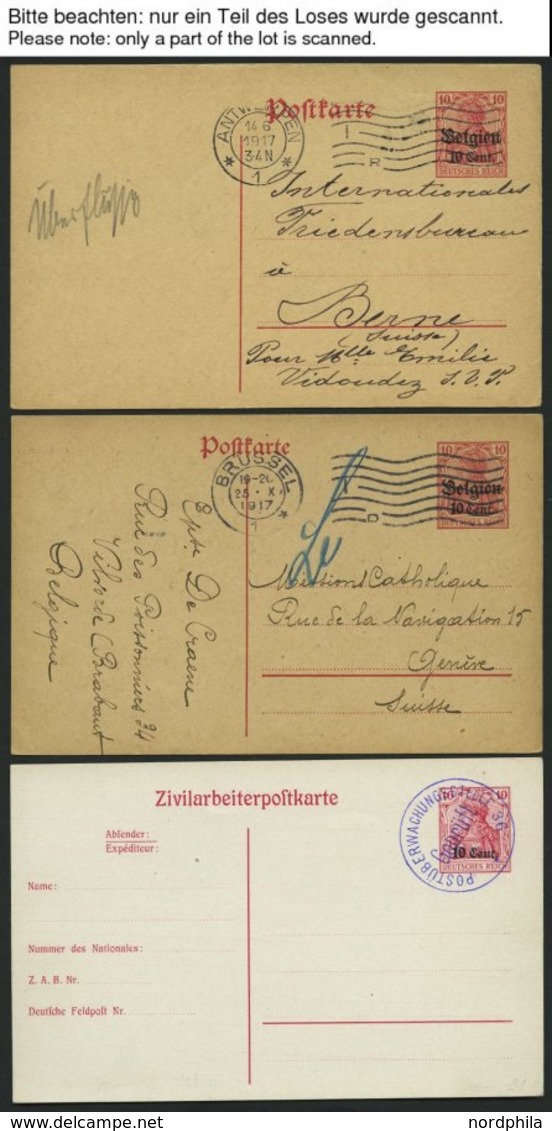 SAMMLUNGEN, LOTS 1914-18, 16 Verschiedene Ganzsachenkarten Und Ein Kartenbrief, Ungebraucht Und Gebraucht, Feinst/Pracht - Occupation 1914-18