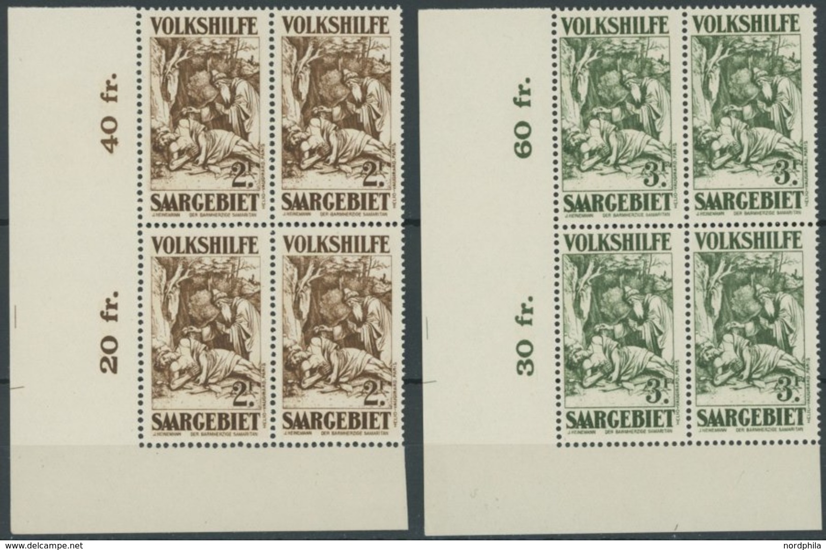 SAARGEBIET 144-50 VB **, 1931, Gemälde III In Viererblocks Aus Der Linken Unteren Bogenecke, Prachtsatz, Mi. (1800.-) - Sonstige & Ohne Zuordnung